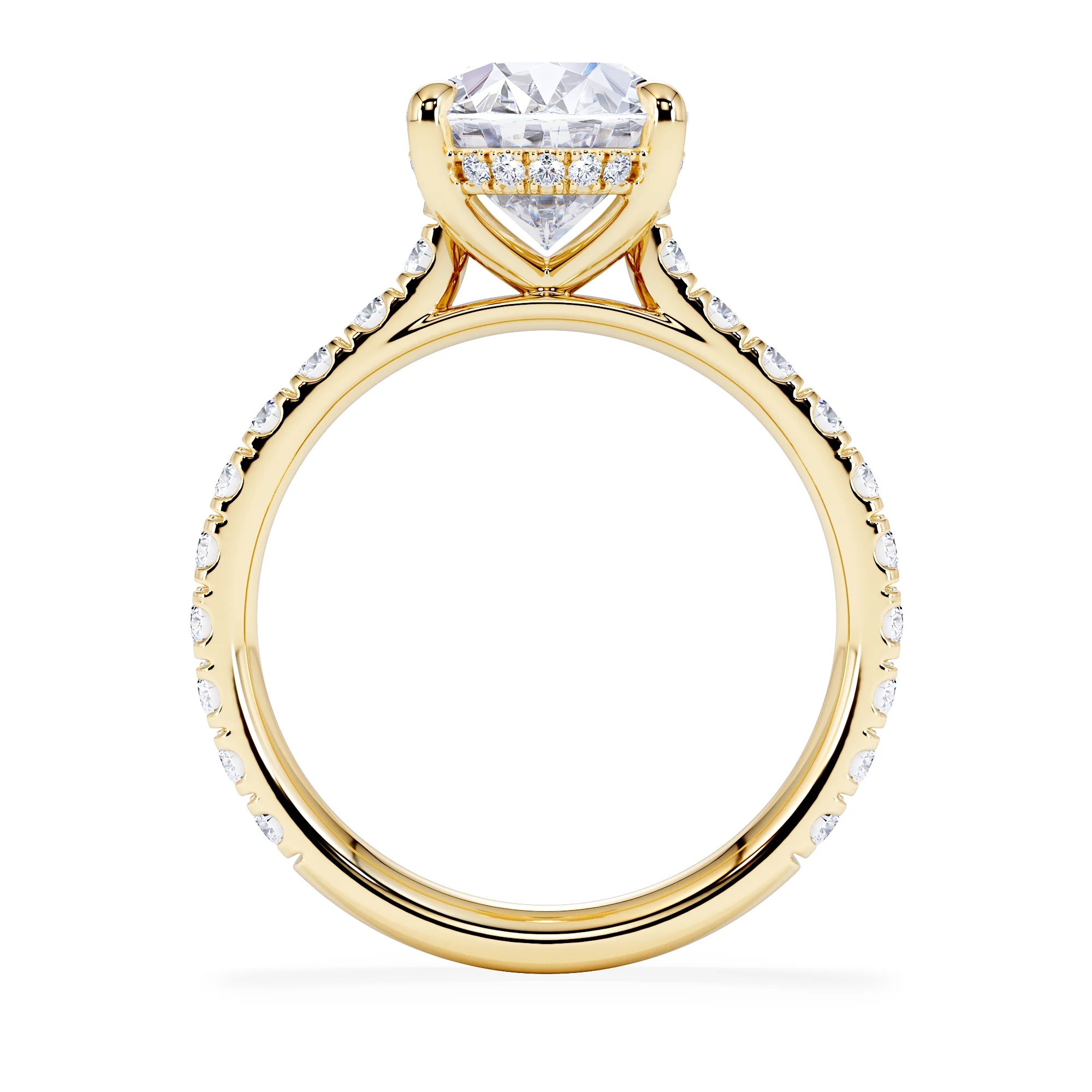 Amora Oval 3.00ct Hidden Halo Lab Diamond Engagement Ring With Side Stones Set in 18K Gold - Image 3