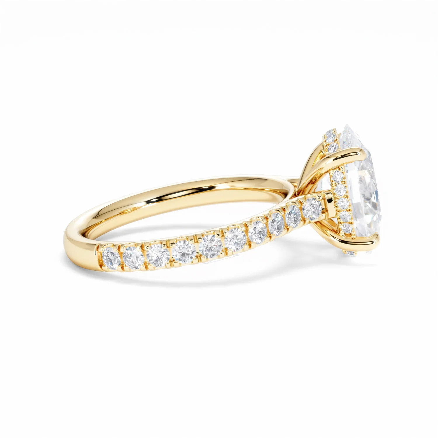 Amora Oval 3.00ct Hidden Halo Lab Diamond Engagement Ring With Side Stones Set in 18K Gold - Image 30