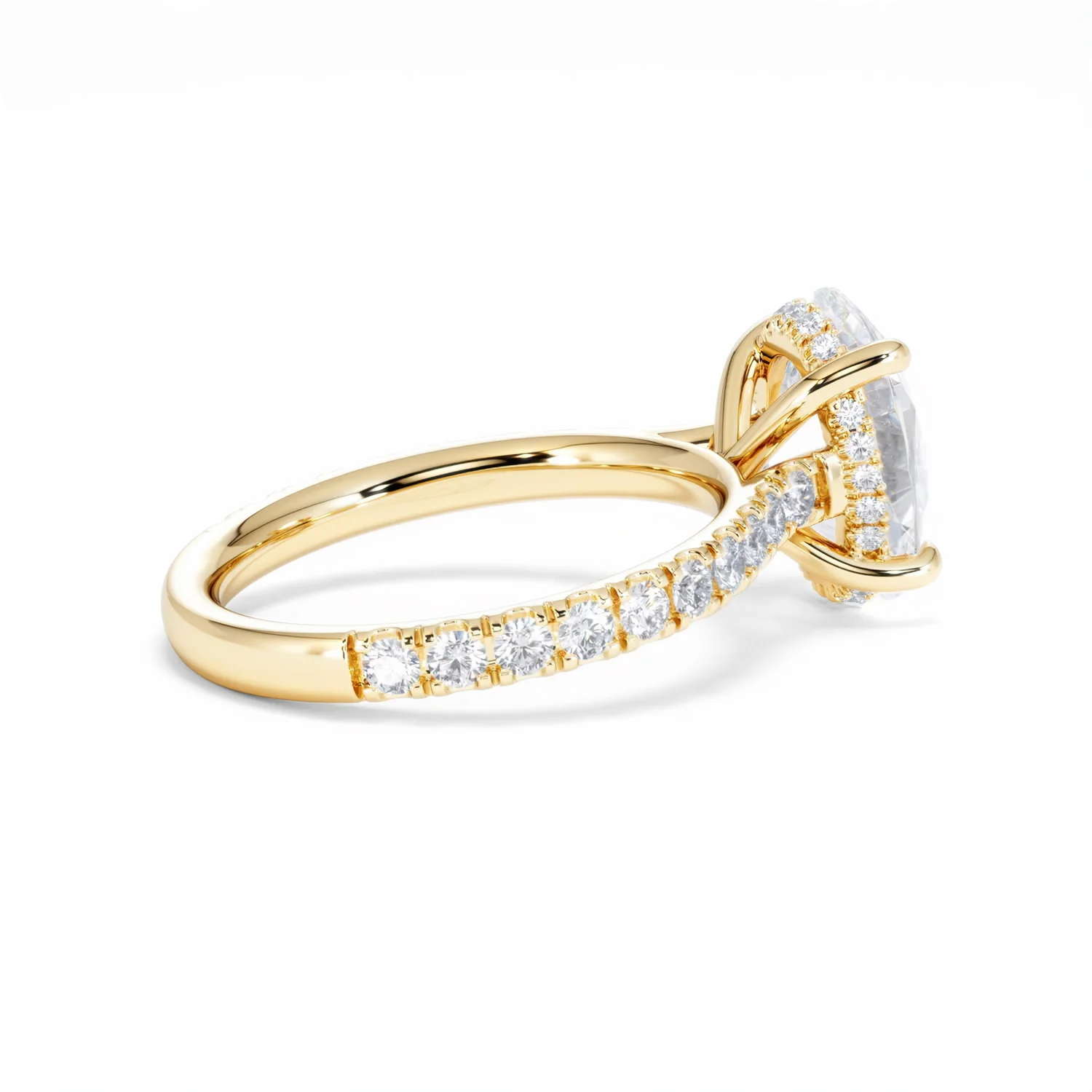 Amora Oval 3.00ct Hidden Halo Lab Diamond Engagement Ring With Side Stones Set in 18K Gold - Image 35