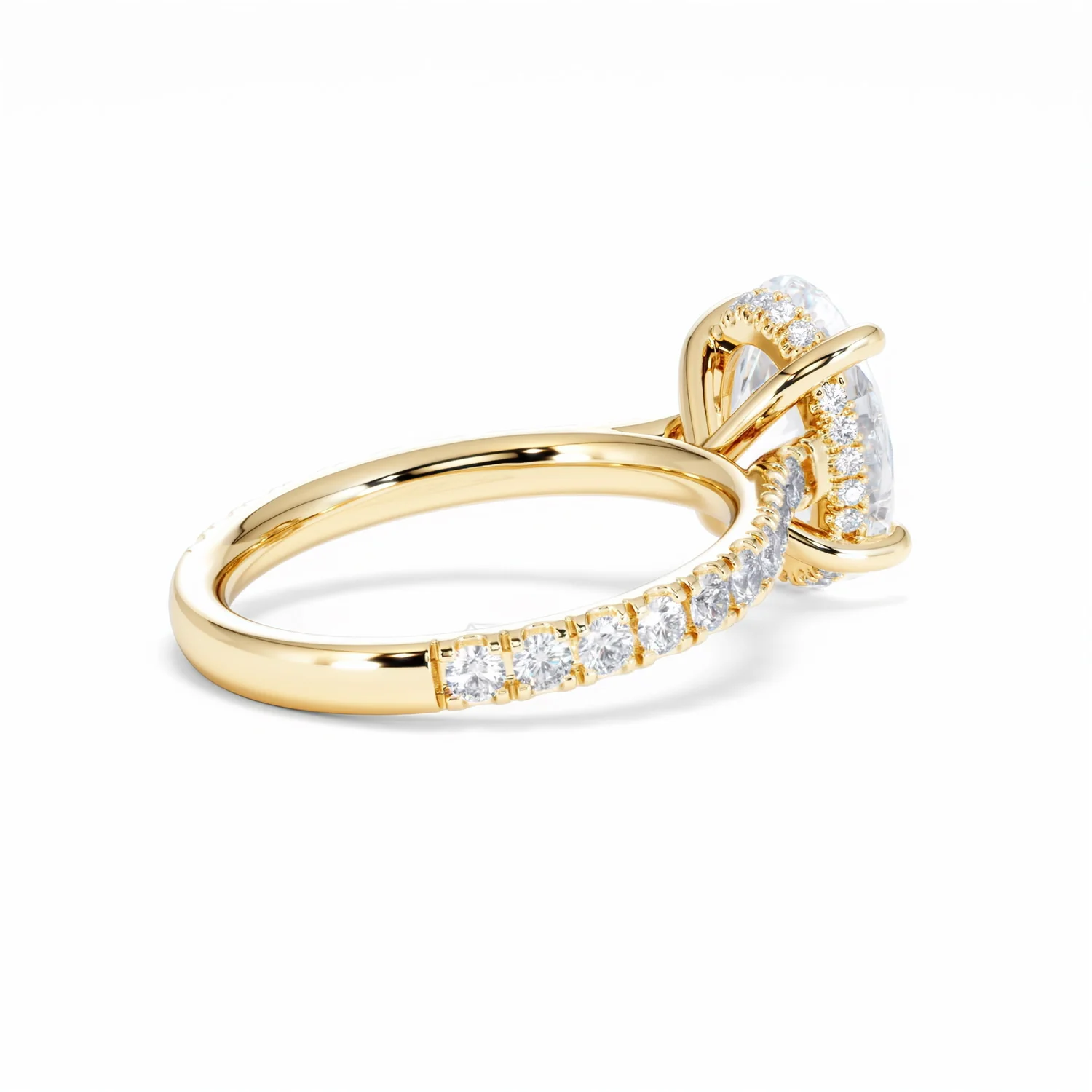 Amora Oval 3.00ct Hidden Halo Lab Diamond Engagement Ring With Side Stones Set in 18K Gold - Image 38