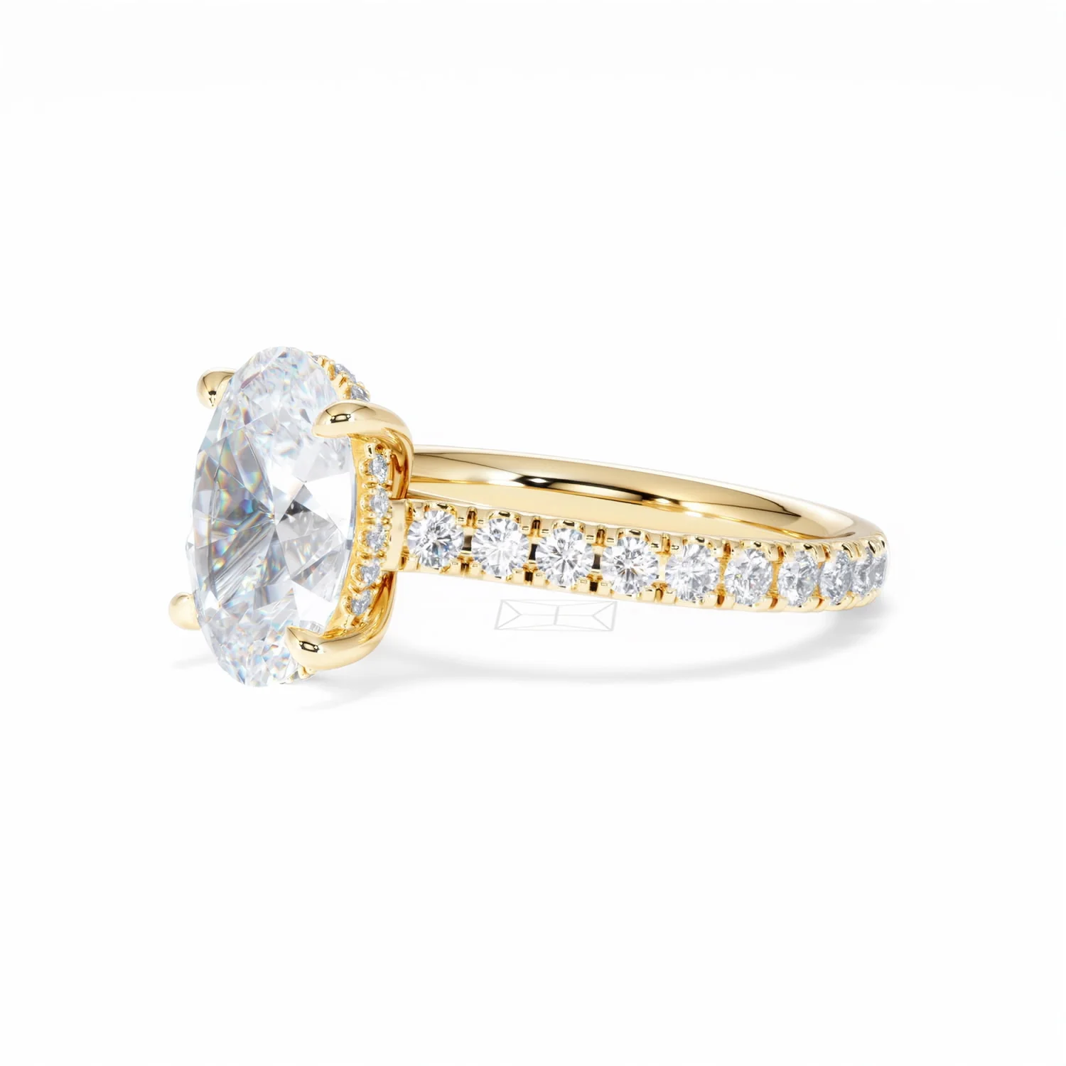 Amora Oval 3.00ct Hidden Halo Lab Diamond Engagement Ring With Side Stones Set in 18K Gold - Image 79