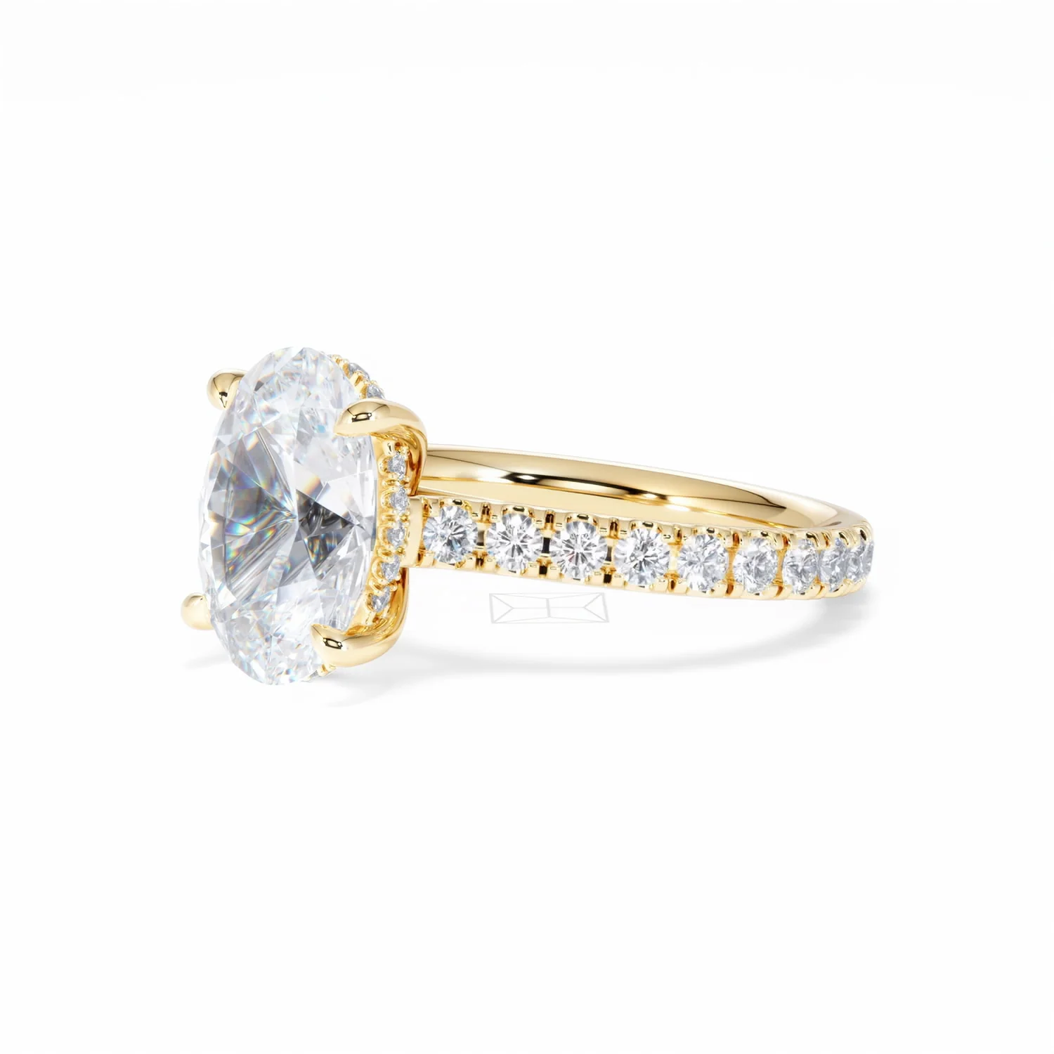 Amora Oval 3.00ct Hidden Halo Lab Diamond Engagement Ring With Side Stones Set in 18K Gold - Image 80