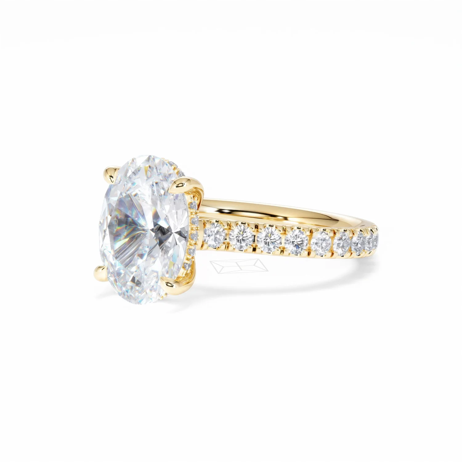 Amora Oval 3.00ct Hidden Halo Lab Diamond Engagement Ring With Side Stones Set in 18K Gold - Image 82