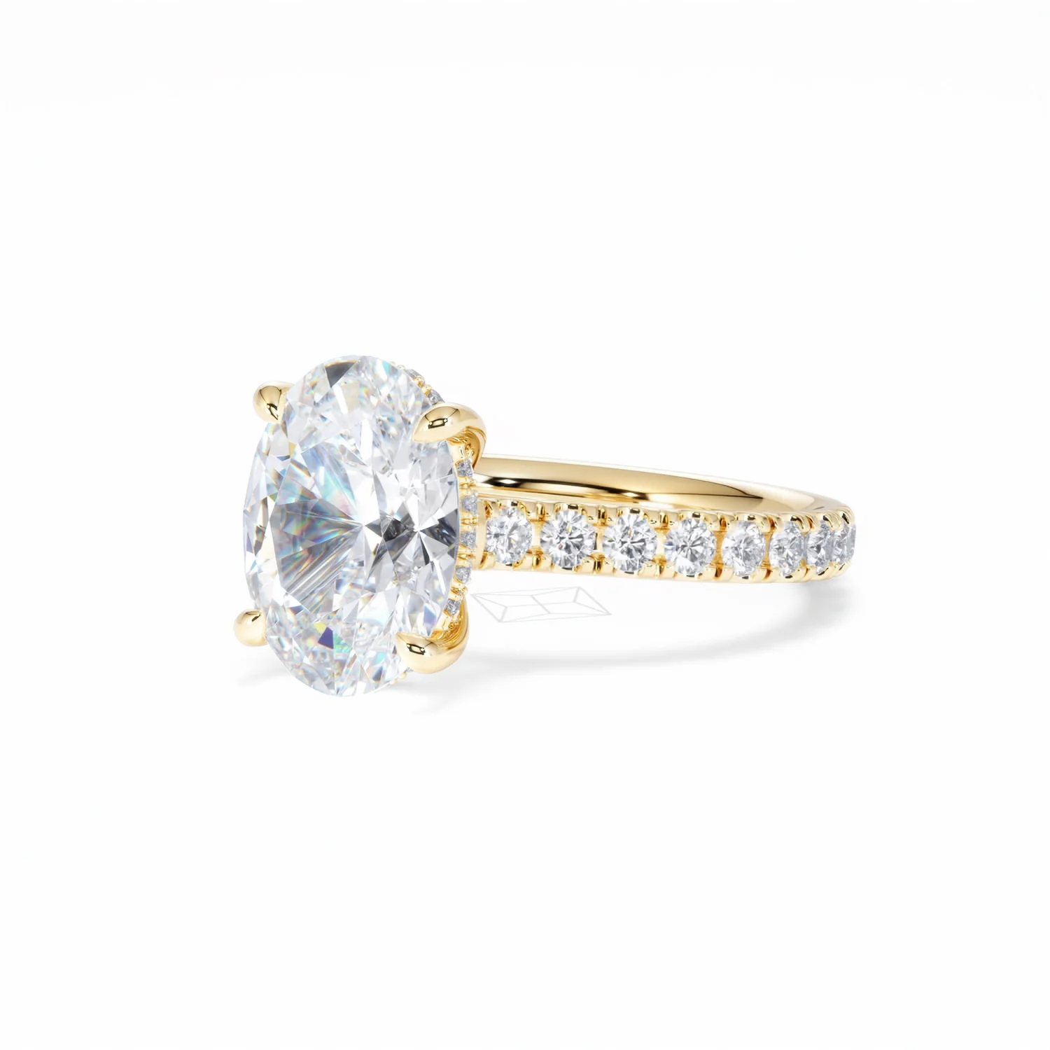 Amora Oval 3.00ct Hidden Halo Lab Diamond Engagement Ring With Side Stones Set in 18K Gold - Image 83