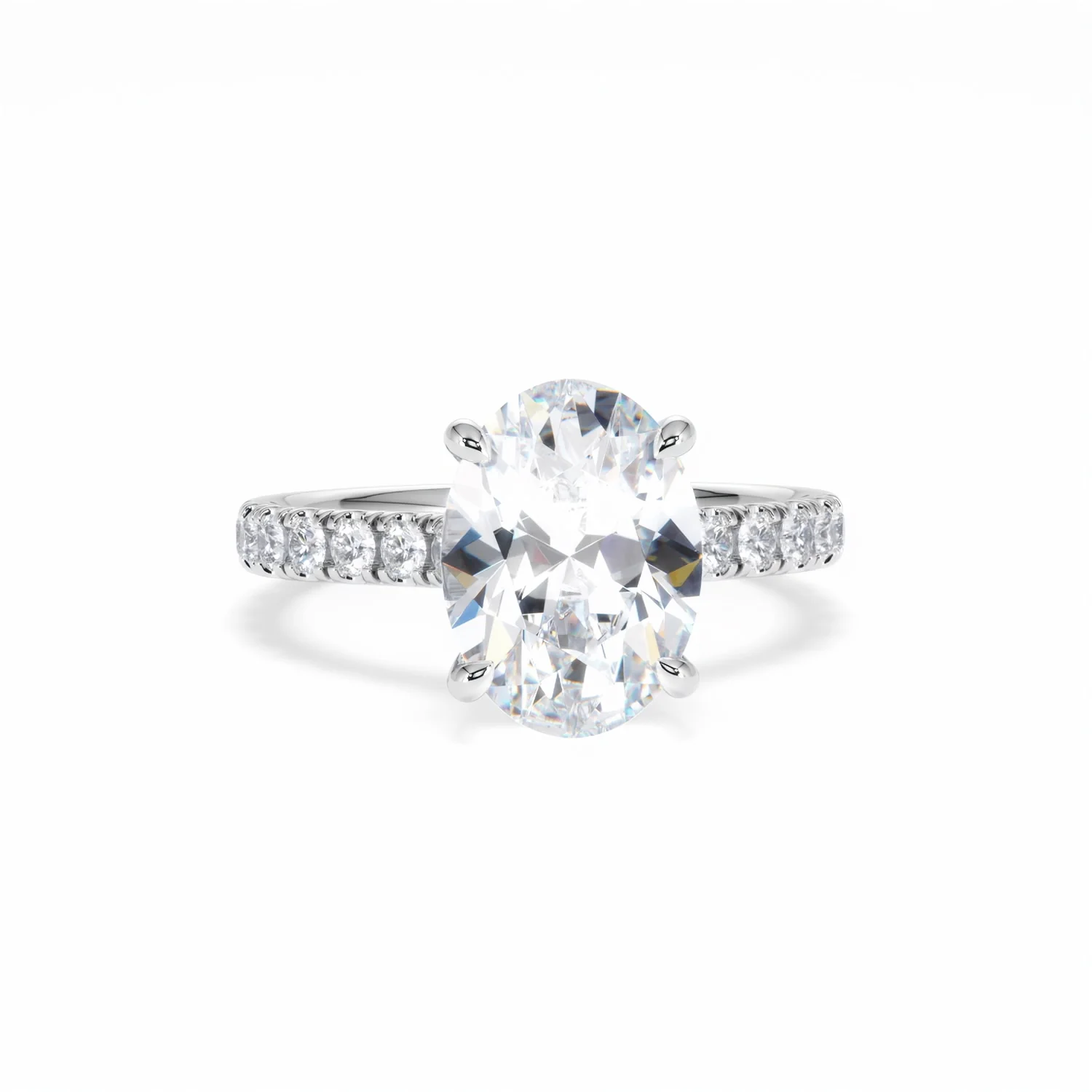 Amora Oval 3.00ct Hidden Halo Lab Diamond Engagement Ring With Side Stones Set in 18K White Gold - Image 10