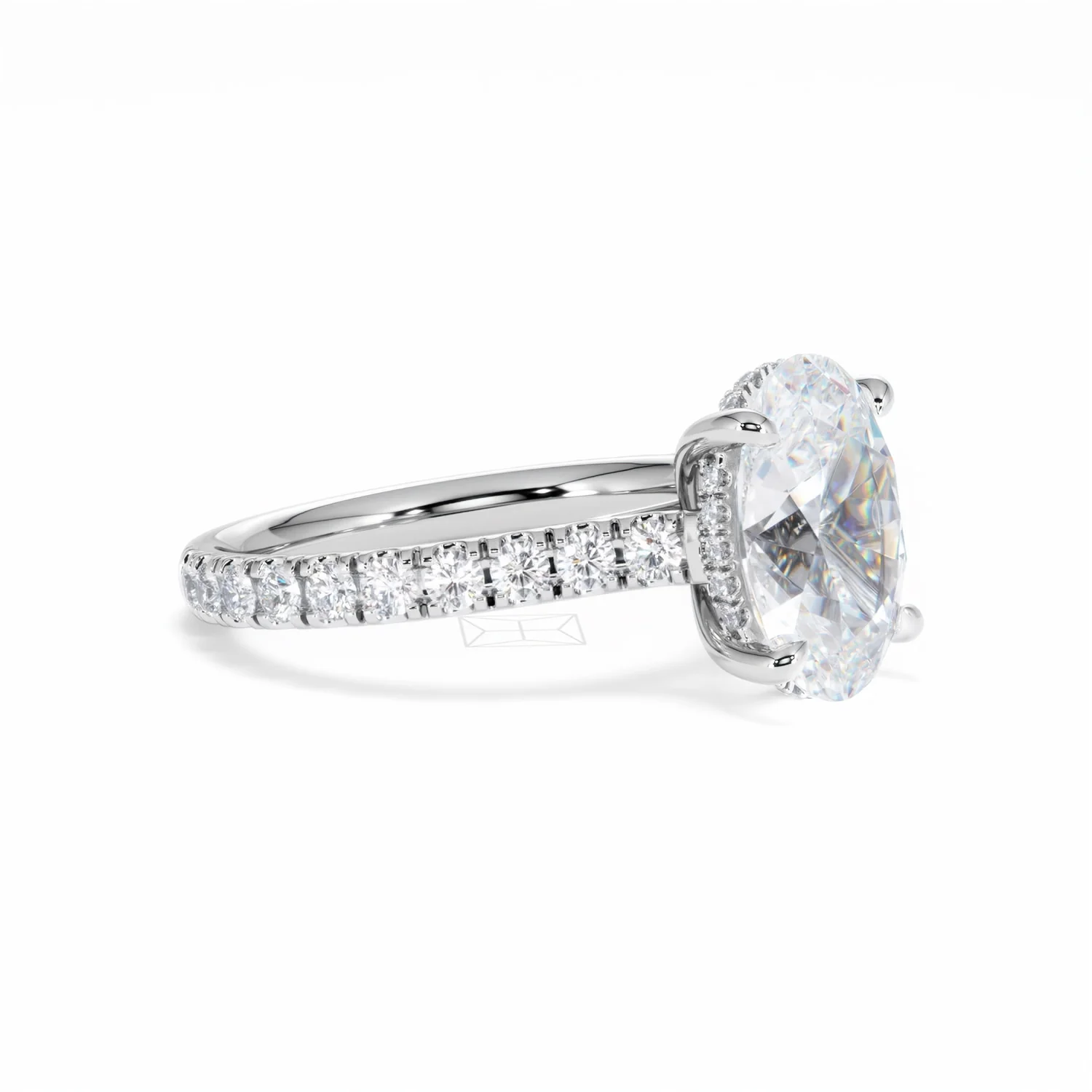 Amora Oval 3.00ct Hidden Halo Lab Diamond Engagement Ring With Side Stones Set in 18K White Gold - Image 20