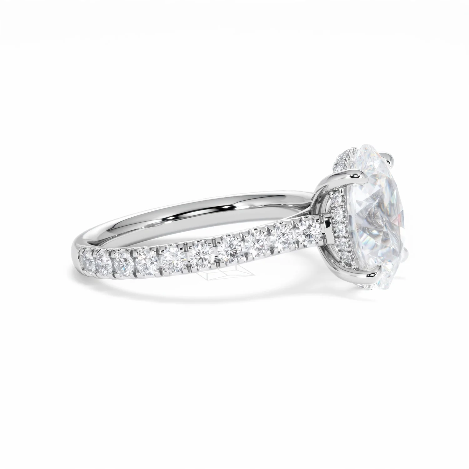 Amora Oval 3.00ct Hidden Halo Lab Diamond Engagement Ring With Side Stones Set in 18K White Gold - Image 24