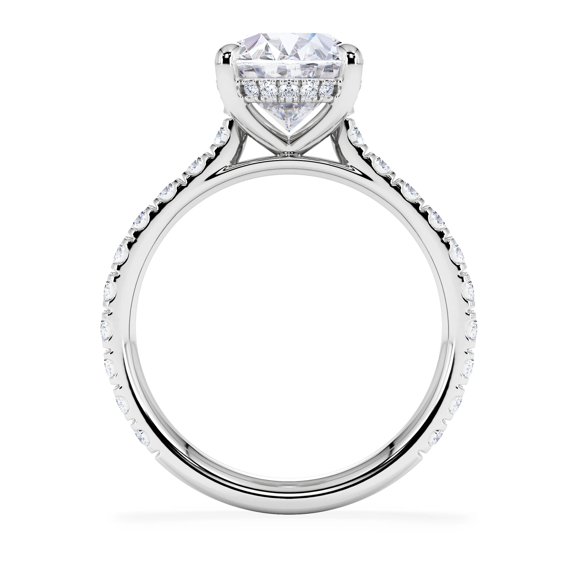 Amora Oval 3.00ct Hidden Halo Lab Diamond Engagement Ring With Side Stones Set in 18K White Gold - Image 3