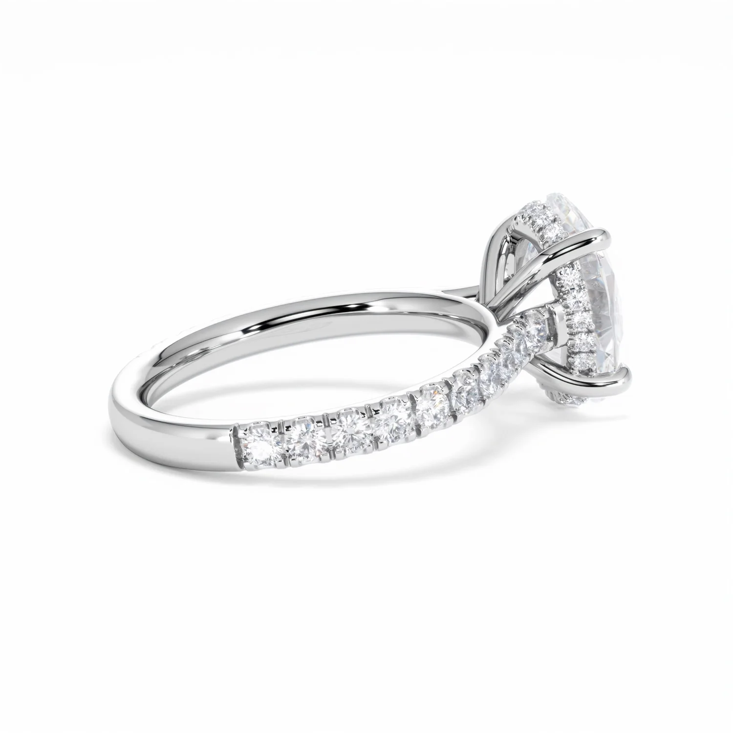 Amora Oval 3.00ct Hidden Halo Lab Diamond Engagement Ring With Side Stones Set in 18K White Gold - Image 34