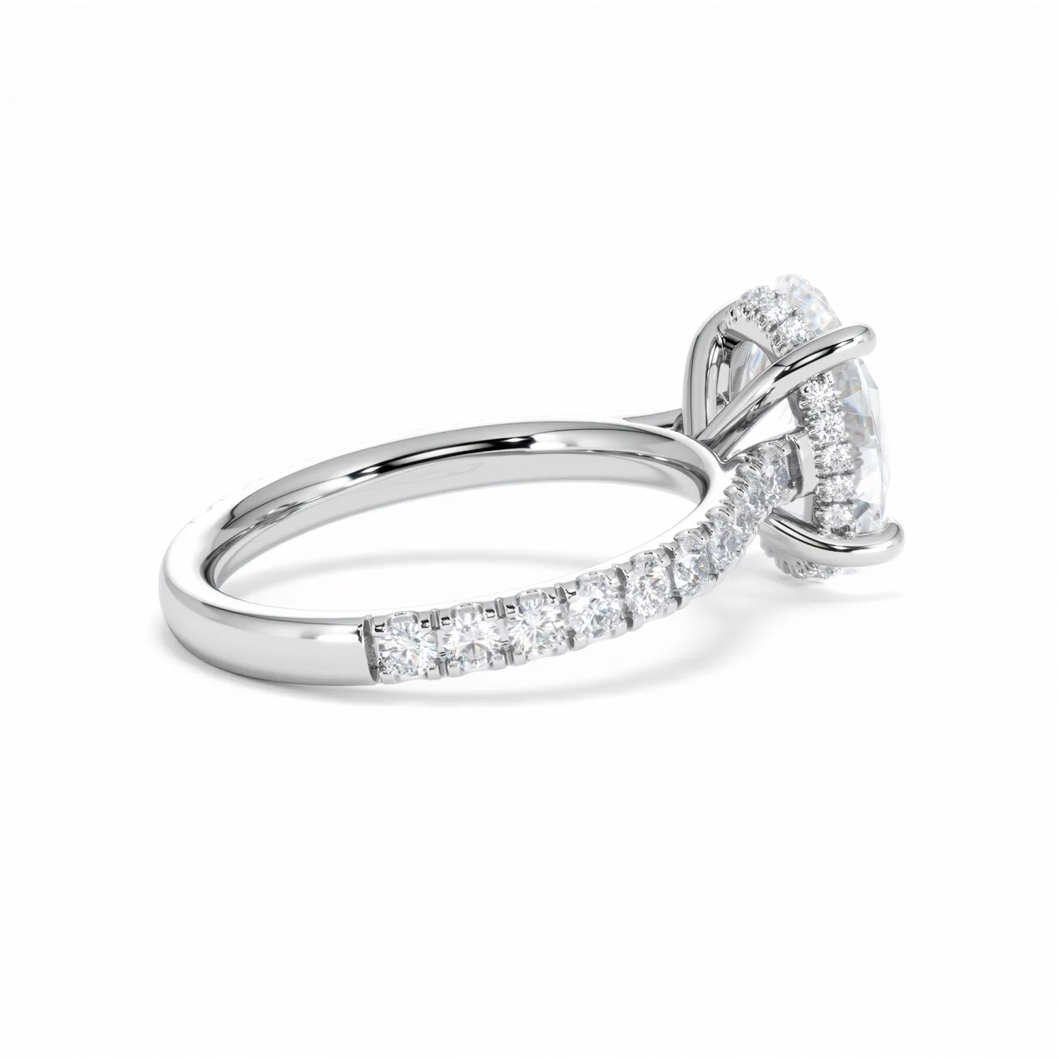 Amora Oval 3.00ct Hidden Halo Lab Diamond Engagement Ring With Side Stones Set in 18K White Gold - Image 35