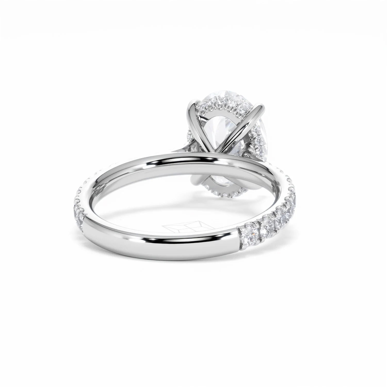 Amora Oval 3.00ct Hidden Halo Lab Diamond Engagement Ring With Side Stones Set in 18K White Gold - Image 45