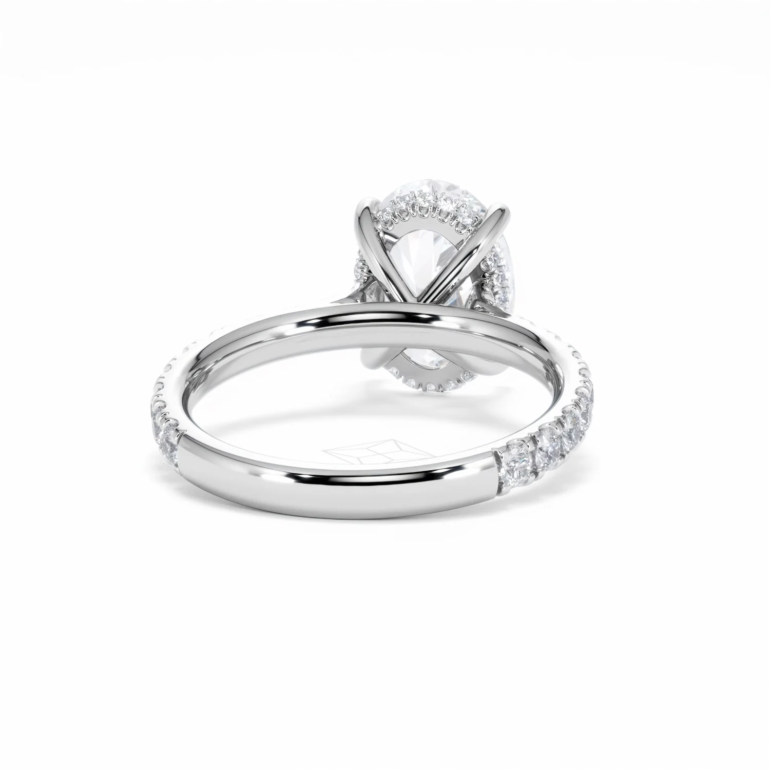 Amora Oval 3.00ct Hidden Halo Lab Diamond Engagement Ring With Side Stones Set in 18K White Gold - Image 46
