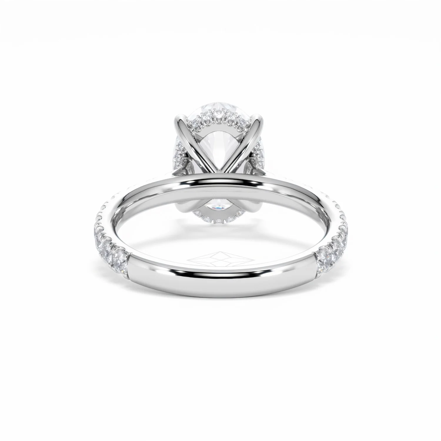 Amora Oval 3.00ct Hidden Halo Lab Diamond Engagement Ring With Side Stones Set in 18K White Gold - Image 49