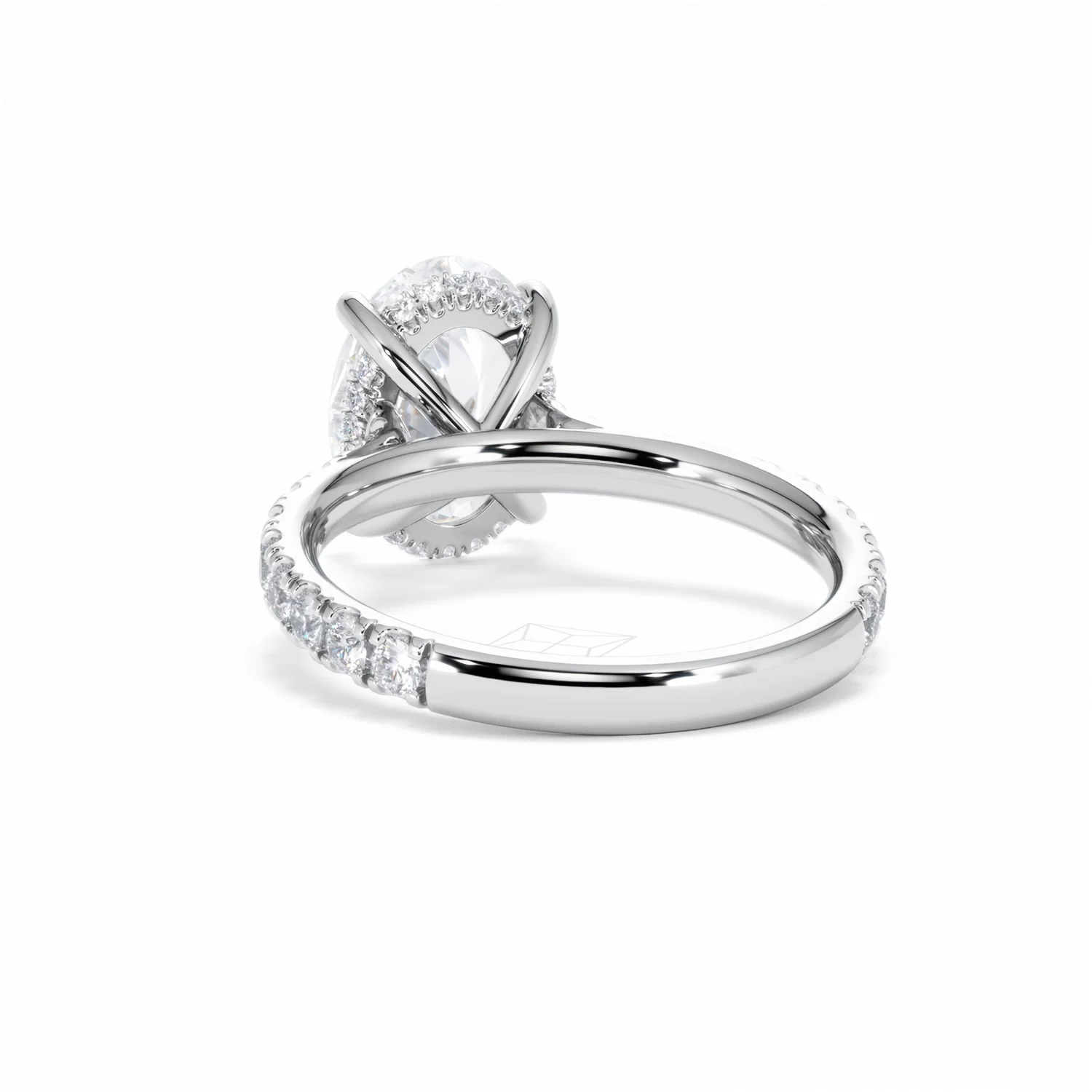 Amora Oval 3.00ct Hidden Halo Lab Diamond Engagement Ring With Side Stones Set in 18K White Gold - Image 53