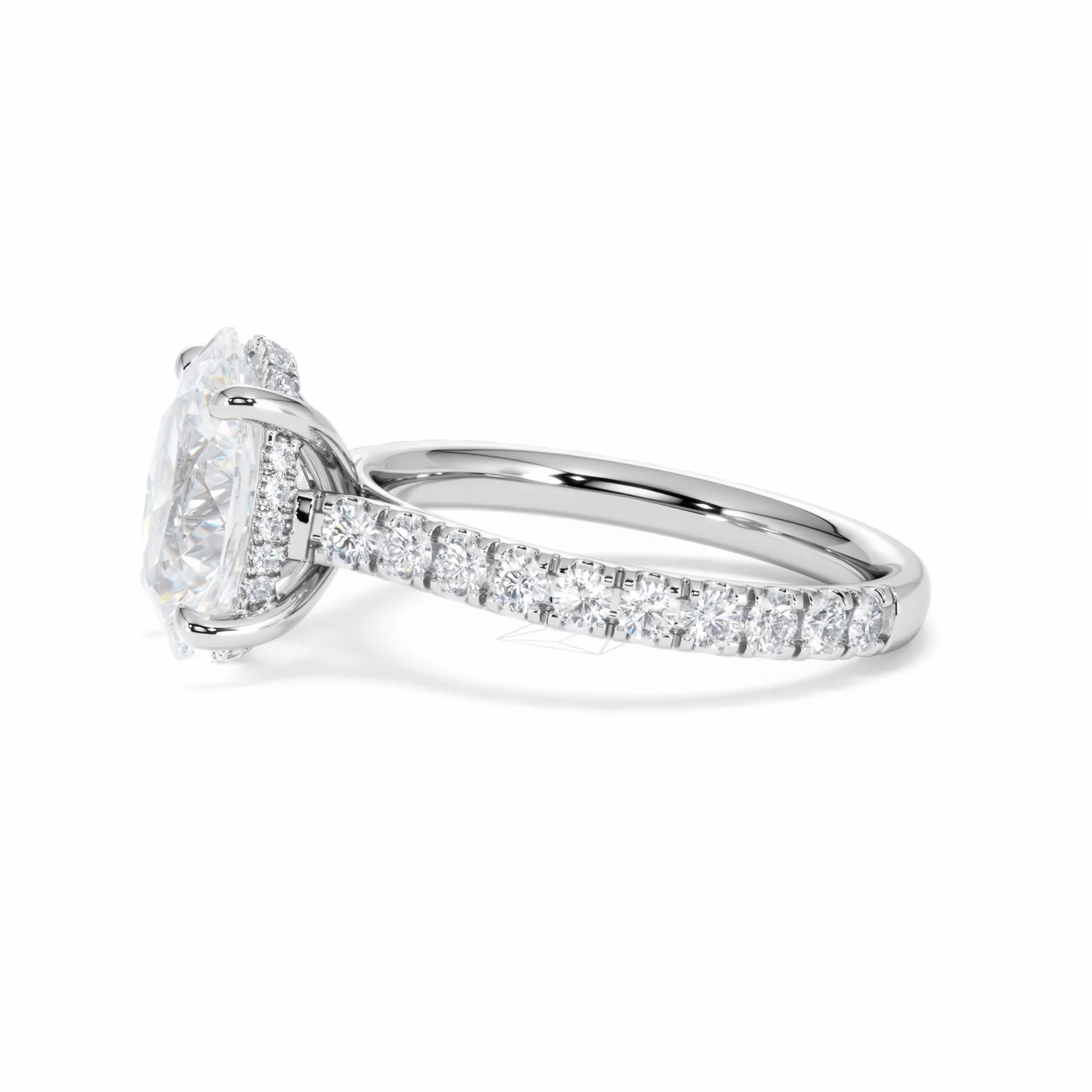 Amora Oval 3.00ct Hidden Halo Lab Diamond Engagement Ring With Side Stones Set in 18K White Gold - Image 72