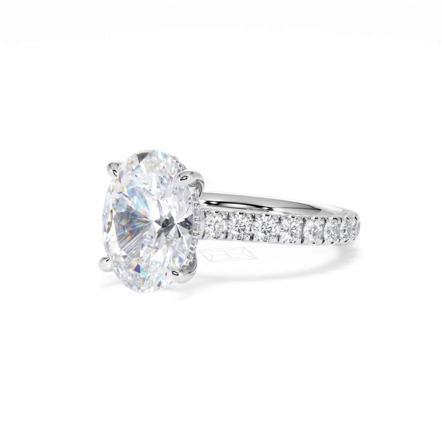 Amora Oval 3.00ct Hidden Halo Lab Diamond Engagement Ring With Side Stones Set in 18K White Gold - Image 82