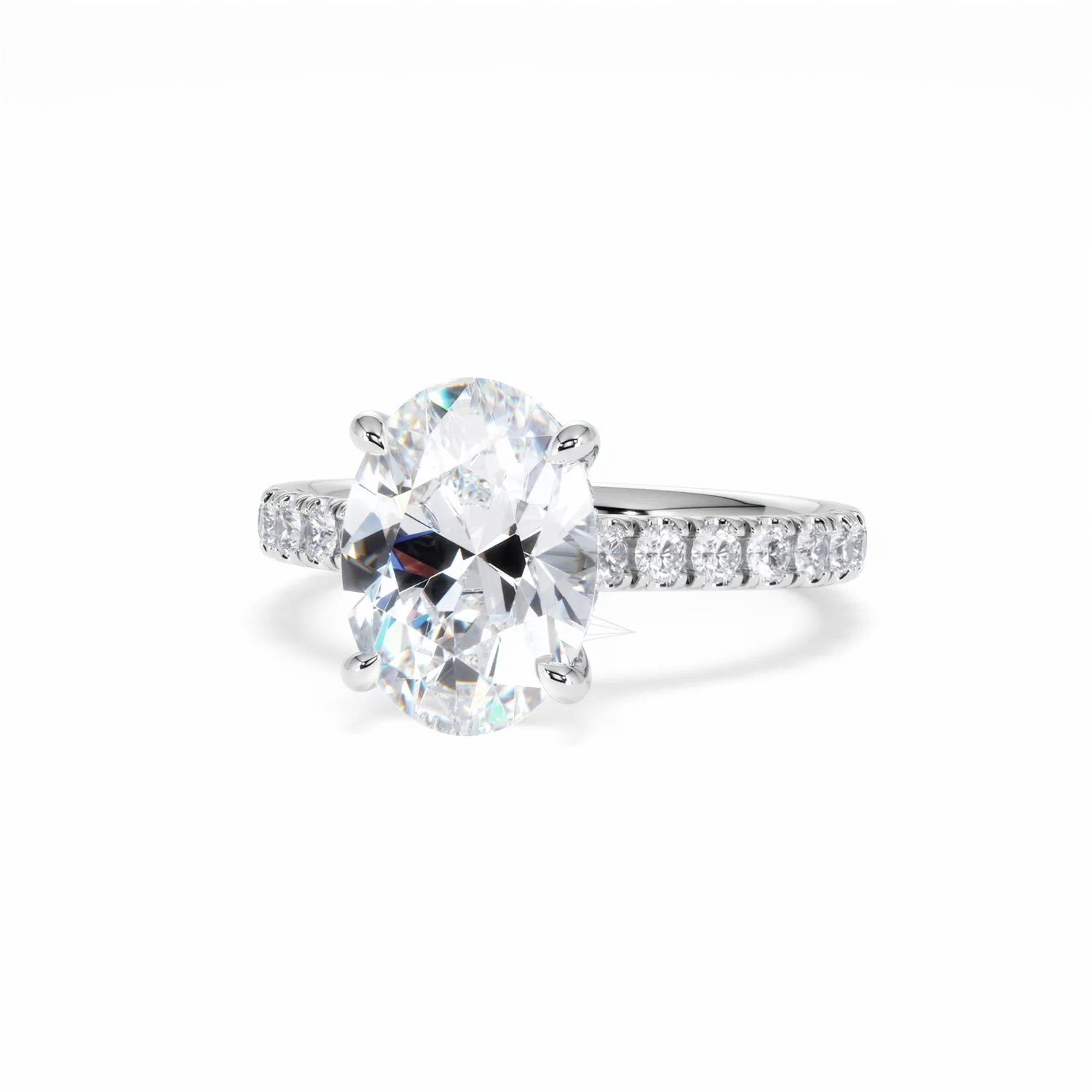 Amora Oval 3.00ct Hidden Halo Lab Diamond Engagement Ring With Side Stones Set in 18K White Gold - Image 86