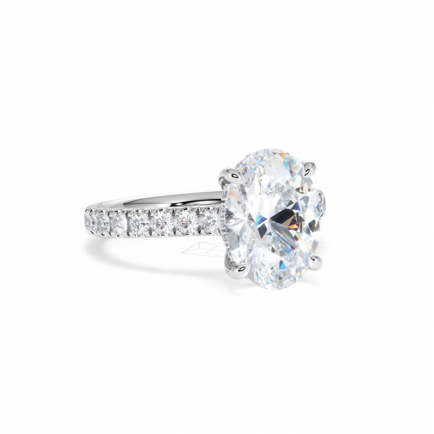 Amora Oval 3.00ct Hidden Halo Lab Diamond Engagement Ring With Side Stones Set in Platinum - Image 13