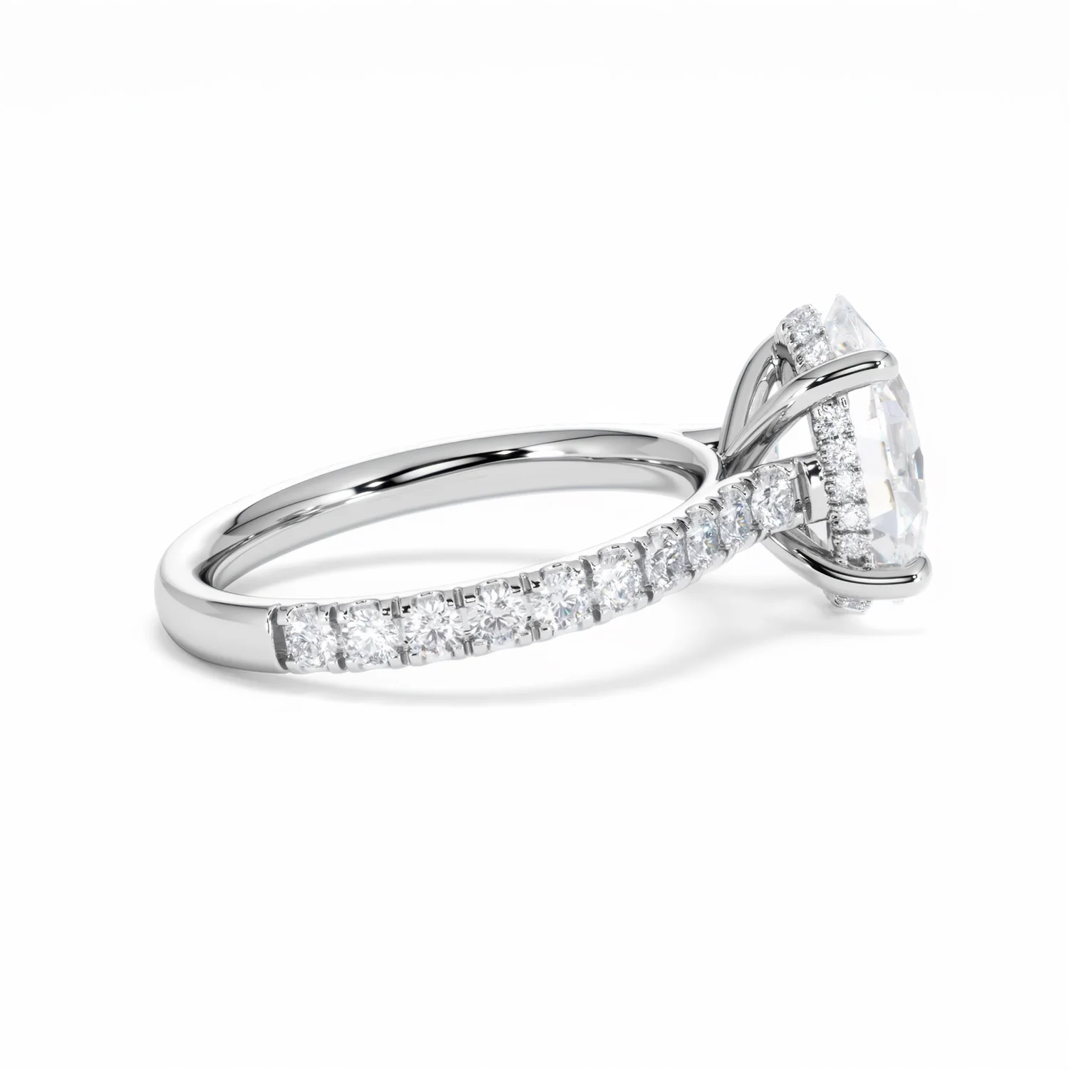 Amora Oval 3.00ct Hidden Halo Lab Diamond Engagement Ring With Side Stones Set in Platinum - Image 30