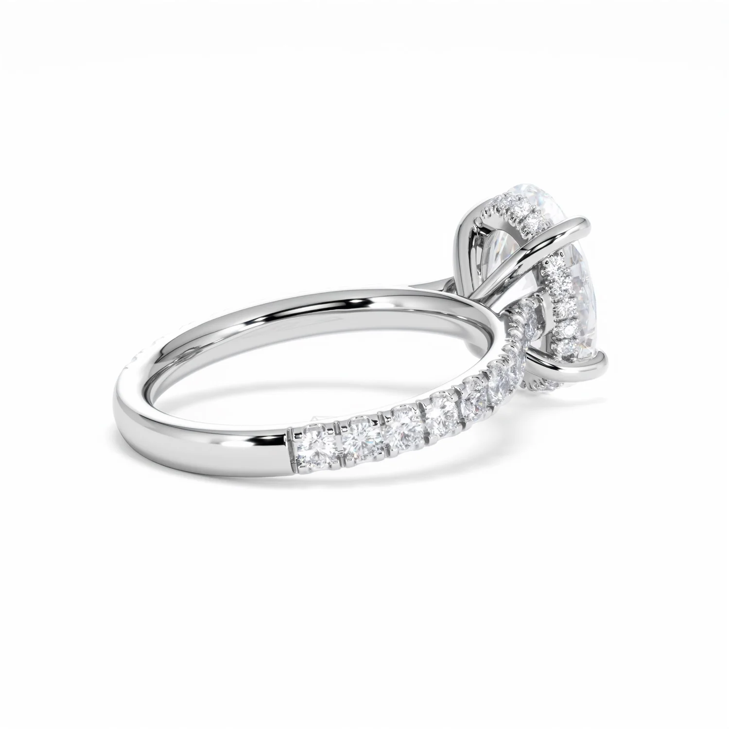 Amora Oval 3.00ct Hidden Halo Lab Diamond Engagement Ring With Side Stones Set in Platinum - Image 36