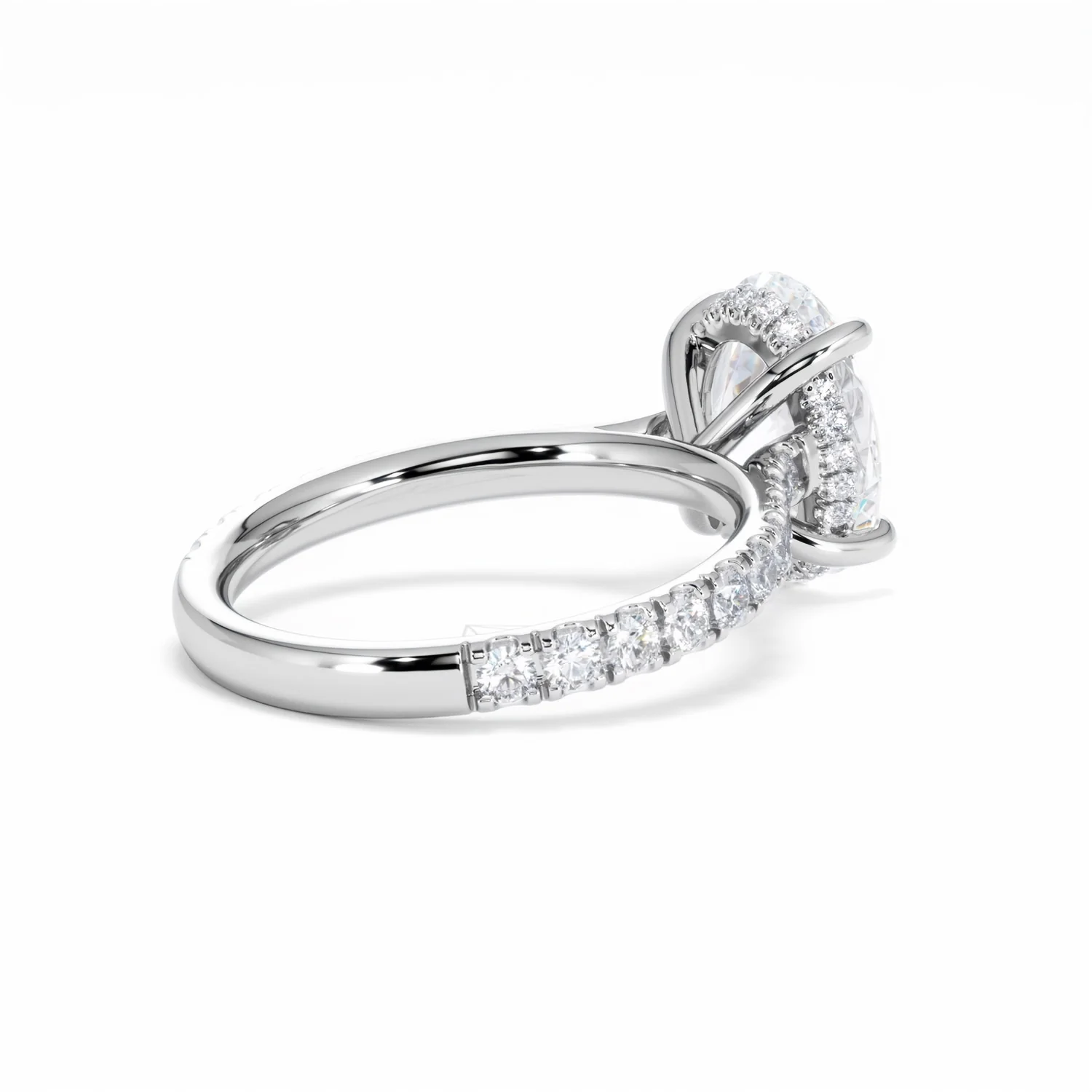 Amora Oval 3.00ct Hidden Halo Lab Diamond Engagement Ring With Side Stones Set in Platinum - Image 37