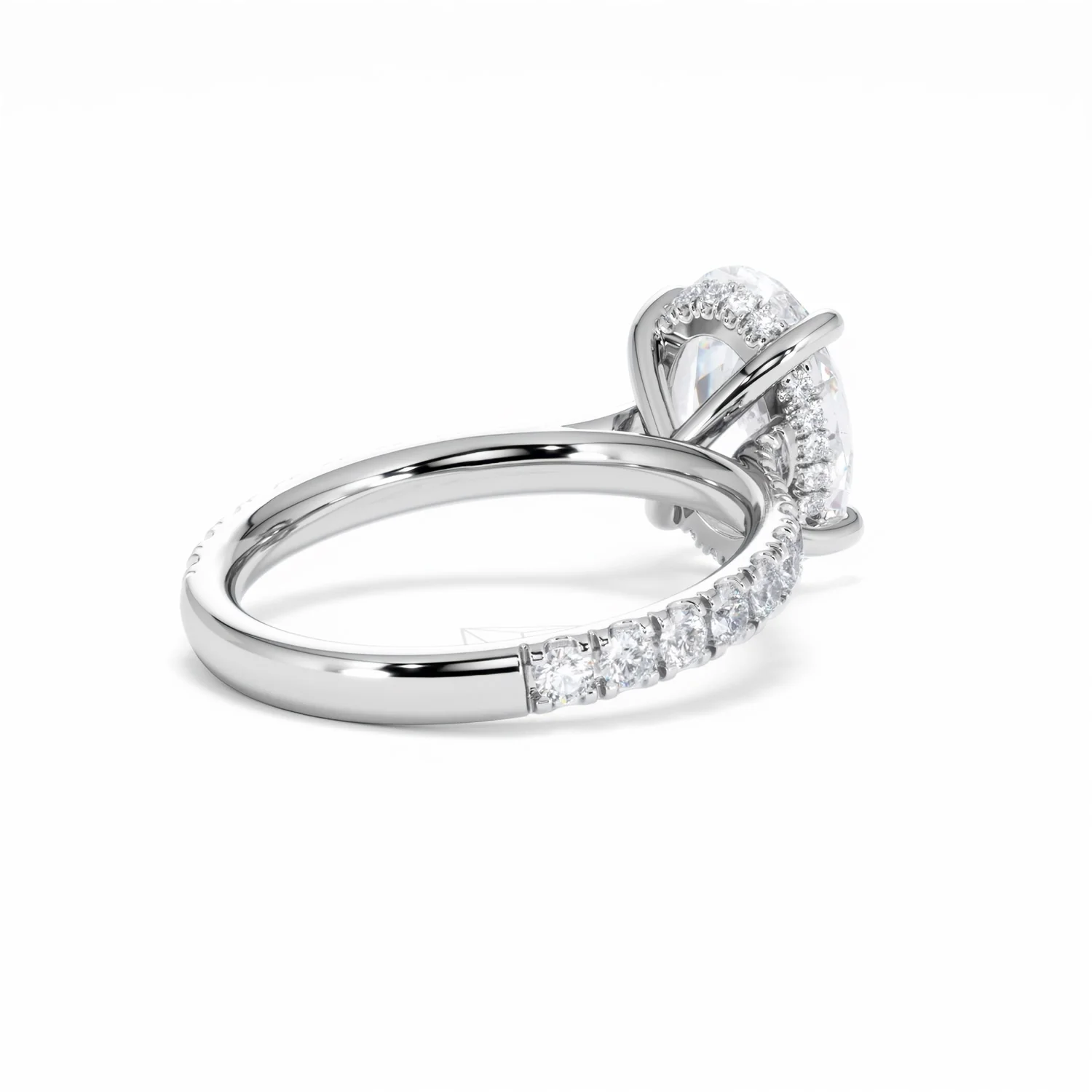 Amora Oval 3.00ct Hidden Halo Lab Diamond Engagement Ring With Side Stones Set in Platinum - Image 39