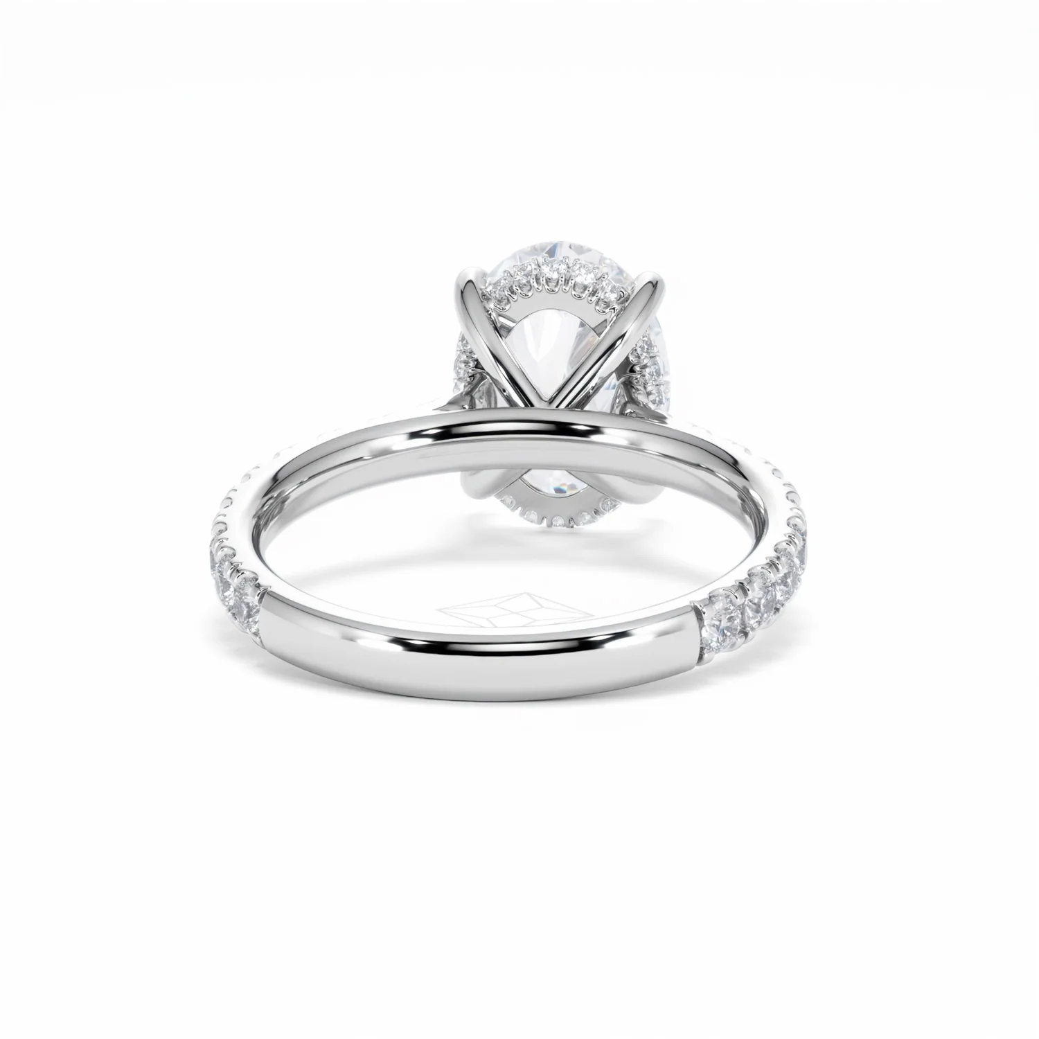 Amora Oval 3.00ct Hidden Halo Lab Diamond Engagement Ring With Side Stones Set in Platinum - Image 46