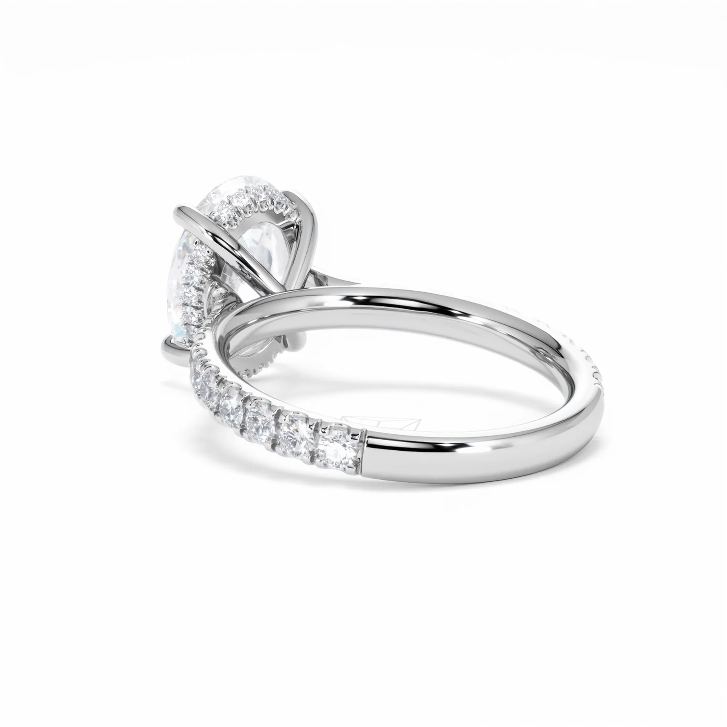 Amora Oval 3.00ct Hidden Halo Lab Diamond Engagement Ring With Side Stones Set in Platinum - Image 56