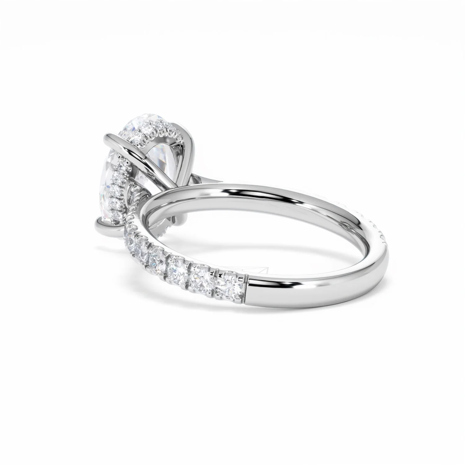 Amora Oval 3.00ct Hidden Halo Lab Diamond Engagement Ring With Side Stones Set in Platinum - Image 57