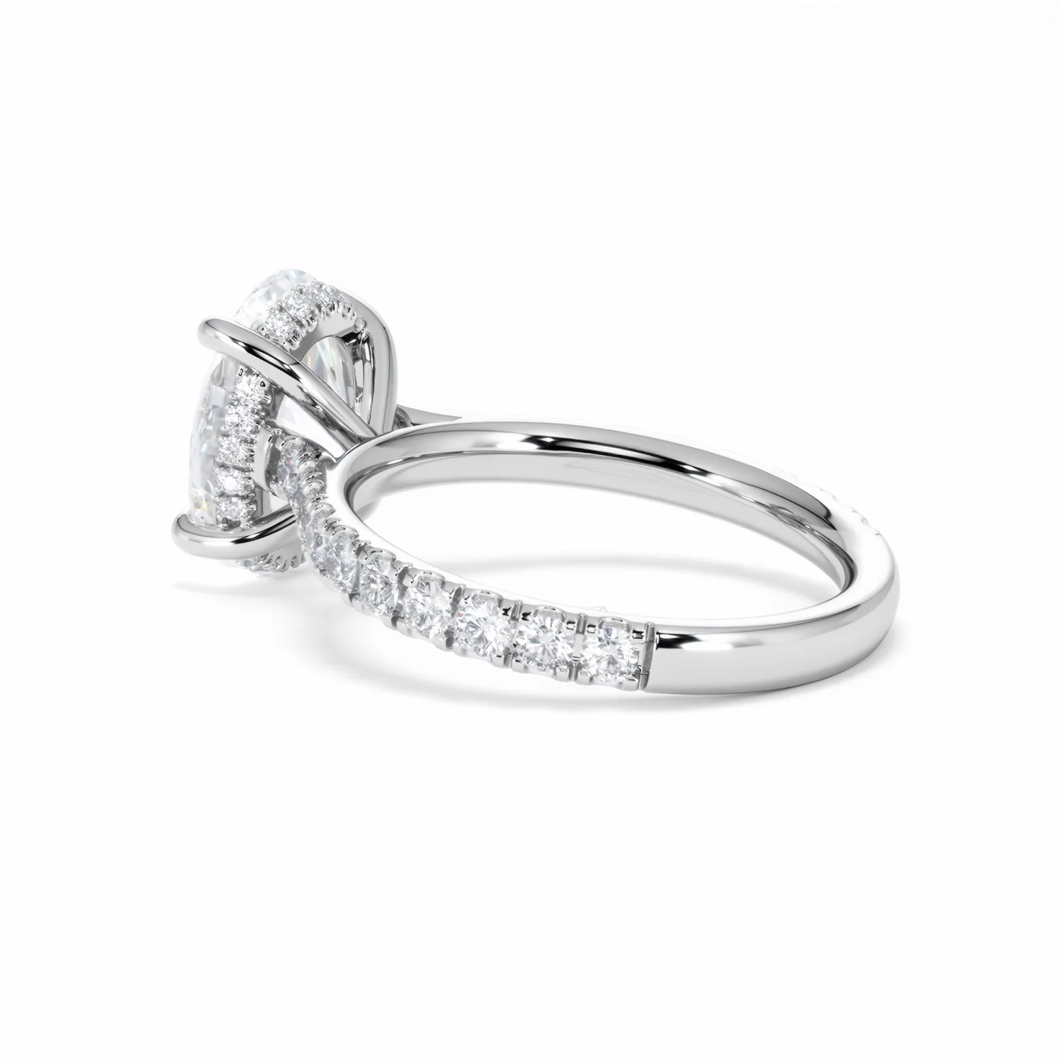 Amora Oval 3.00ct Hidden Halo Lab Diamond Engagement Ring With Side Stones Set in Platinum - Image 60