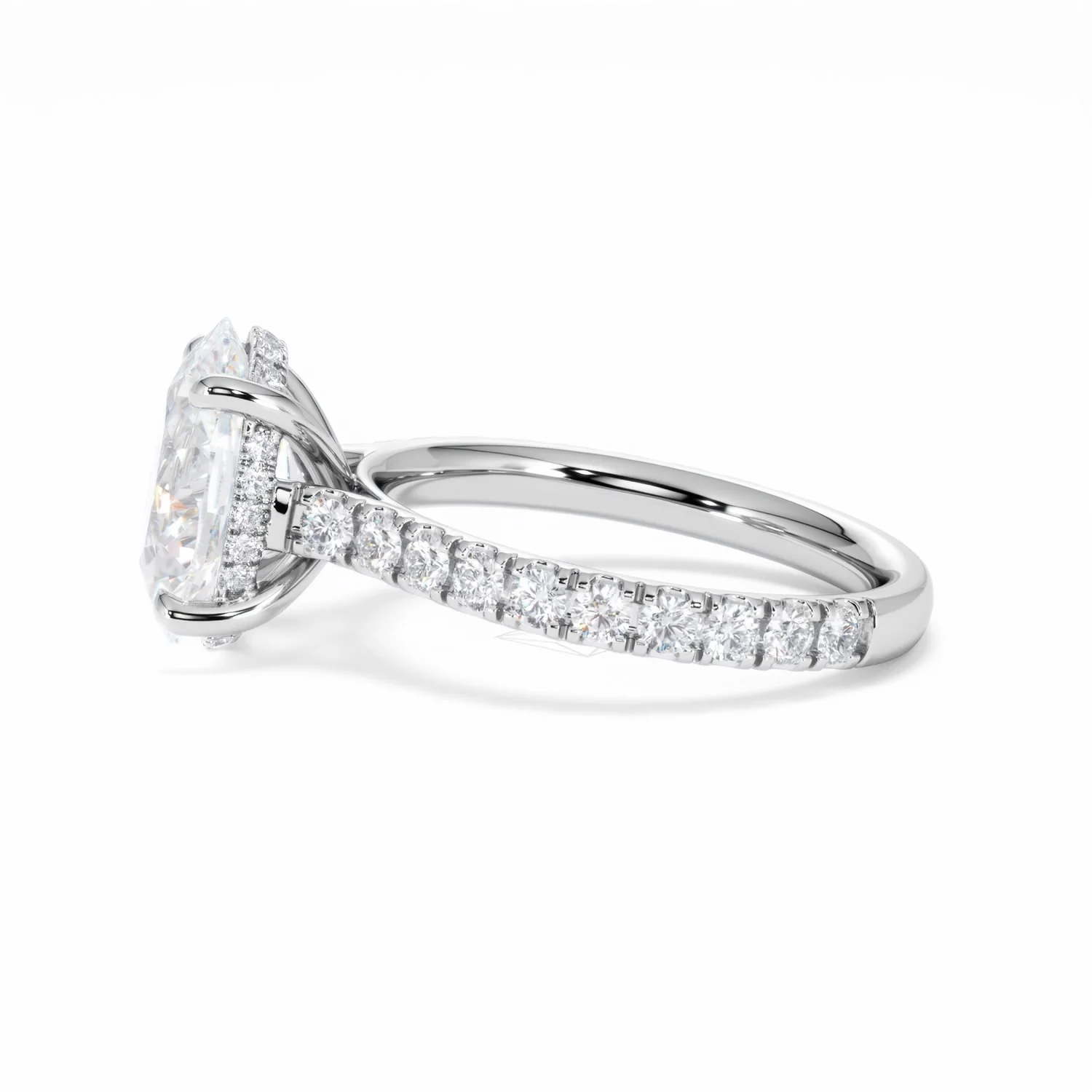 Amora Oval 3.00ct Hidden Halo Lab Diamond Engagement Ring With Side Stones Set in Platinum - Image 69