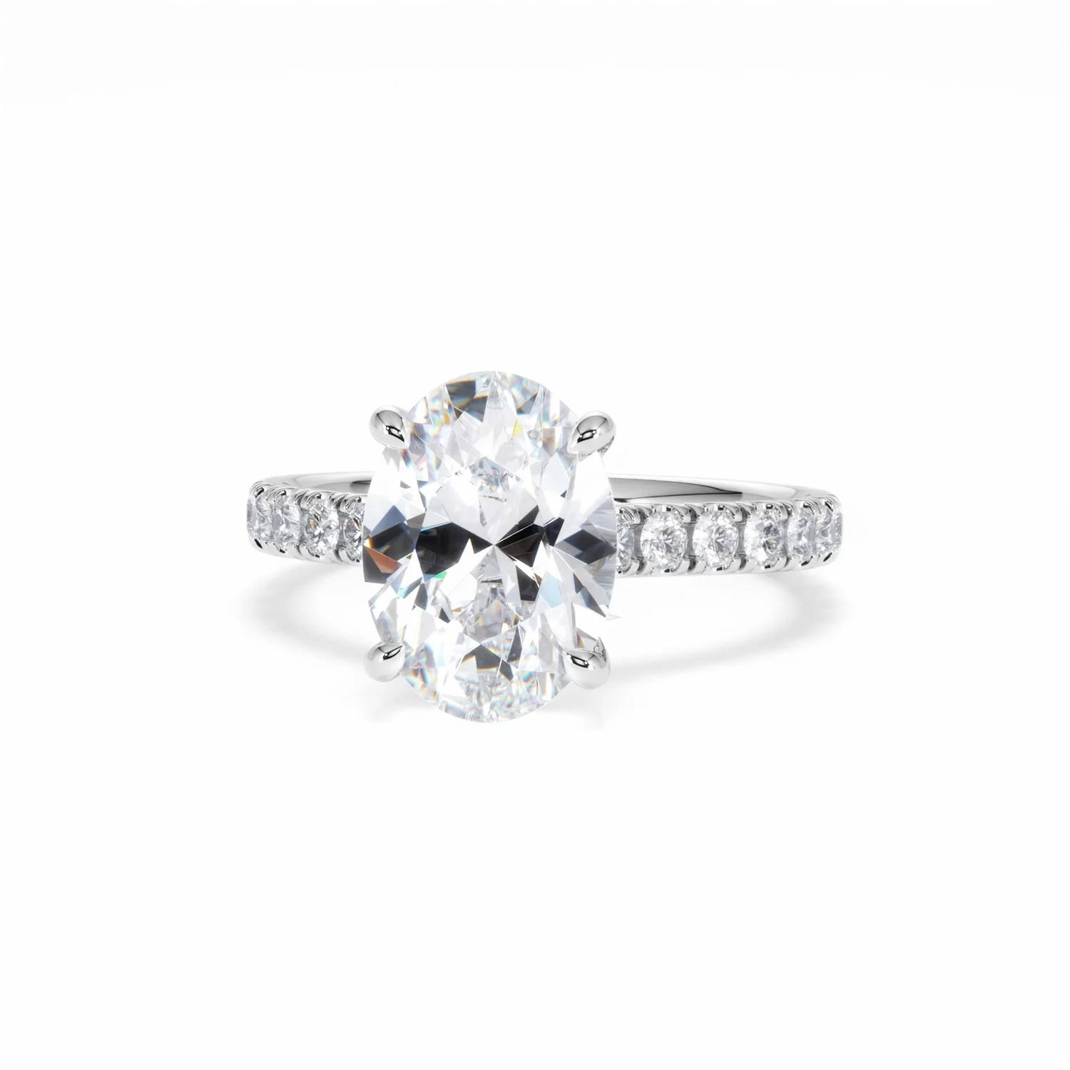 Amora Oval 3.00ct Hidden Halo Lab Diamond Engagement Ring With Side Stones Set in Platinum - Image 86