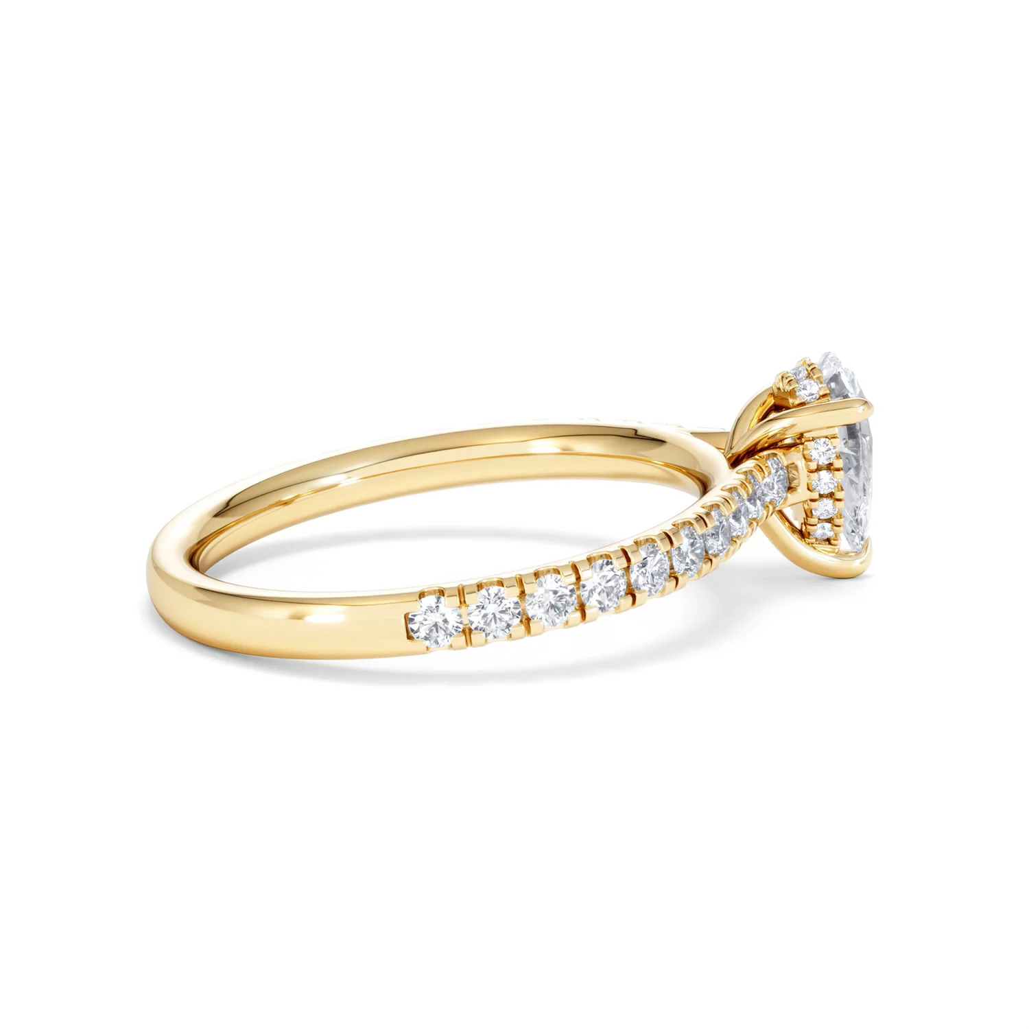 Amora Pear 0.97ct Hidden Halo Diamond Engagement Ring With Side Stones Set in 18K Gold - Image 31