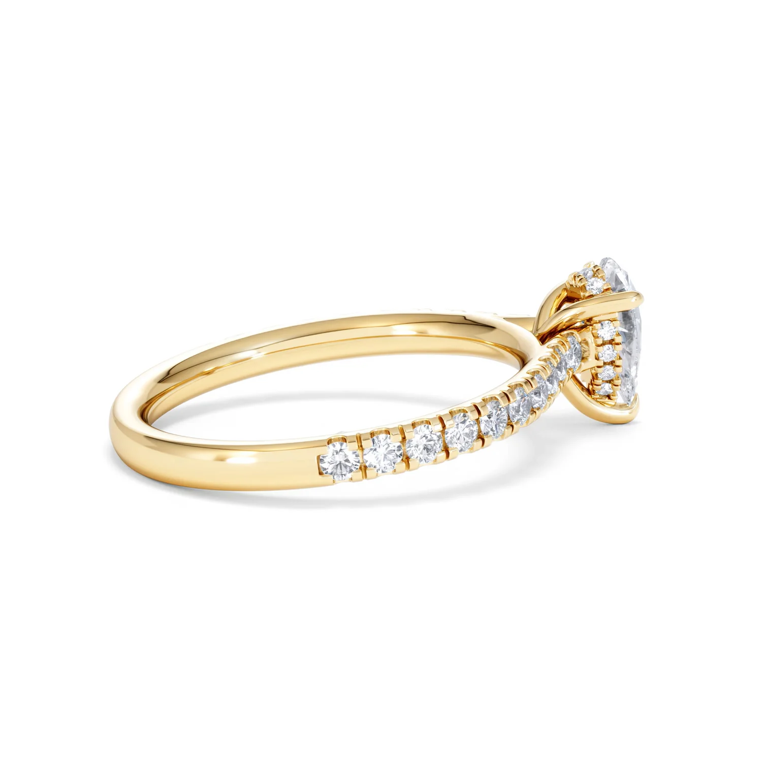 Amora Pear 0.97ct Hidden Halo Diamond Engagement Ring With Side Stones Set in 18K Gold - Image 32