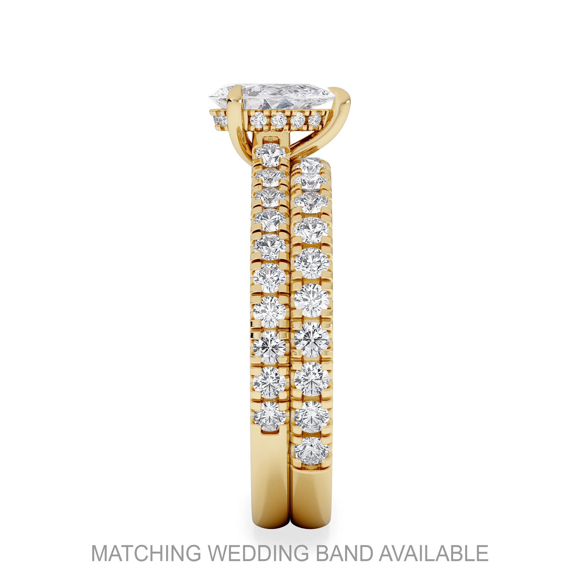 Amora Pear 0.97ct Hidden Halo Diamond Engagement Ring With Side Stones Set in 18K Gold - Image 5