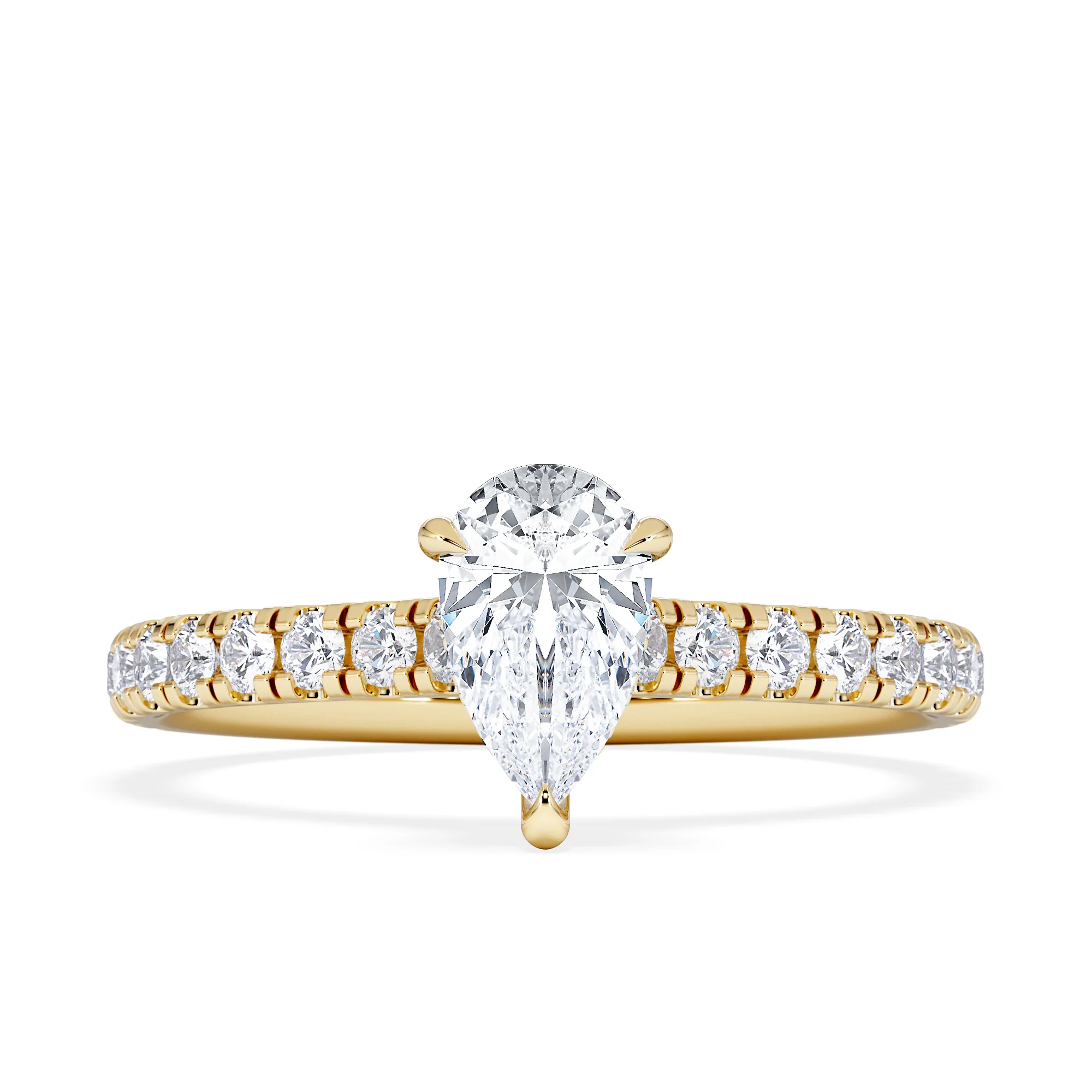 Amora Pear 0.97ct Hidden Halo Diamond Engagement Ring With Side Stones Set in 18K Gold - Image 6