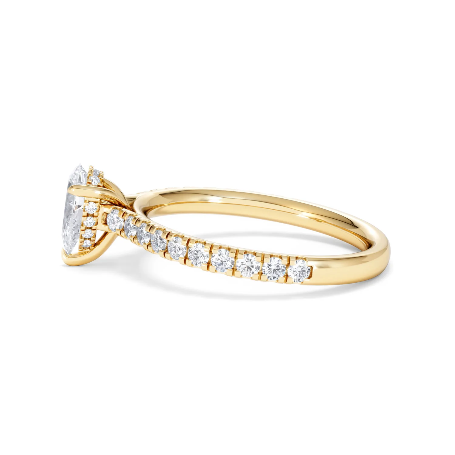 Amora Pear 0.97ct Hidden Halo Diamond Engagement Ring With Side Stones Set in 18K Gold - Image 68