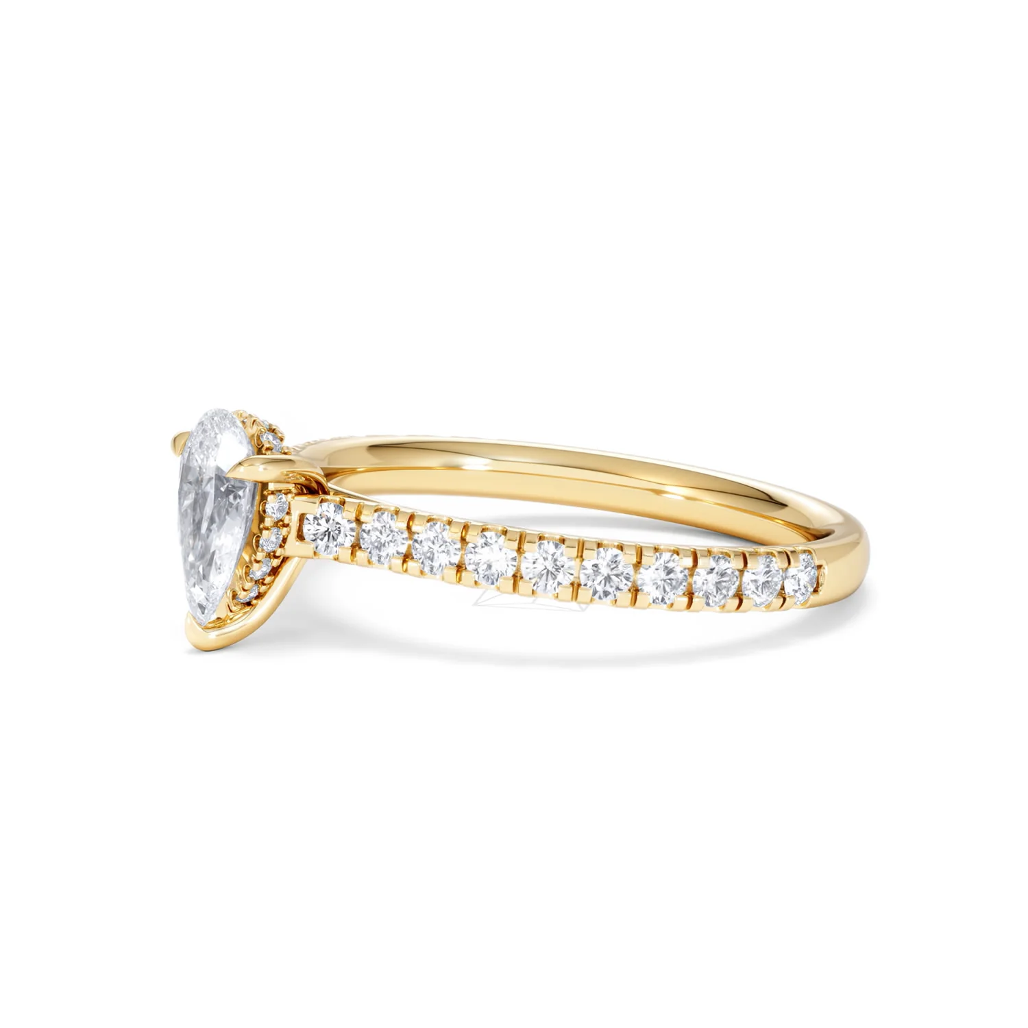 Amora Pear 0.97ct Hidden Halo Diamond Engagement Ring With Side Stones Set in 18K Gold - Image 75