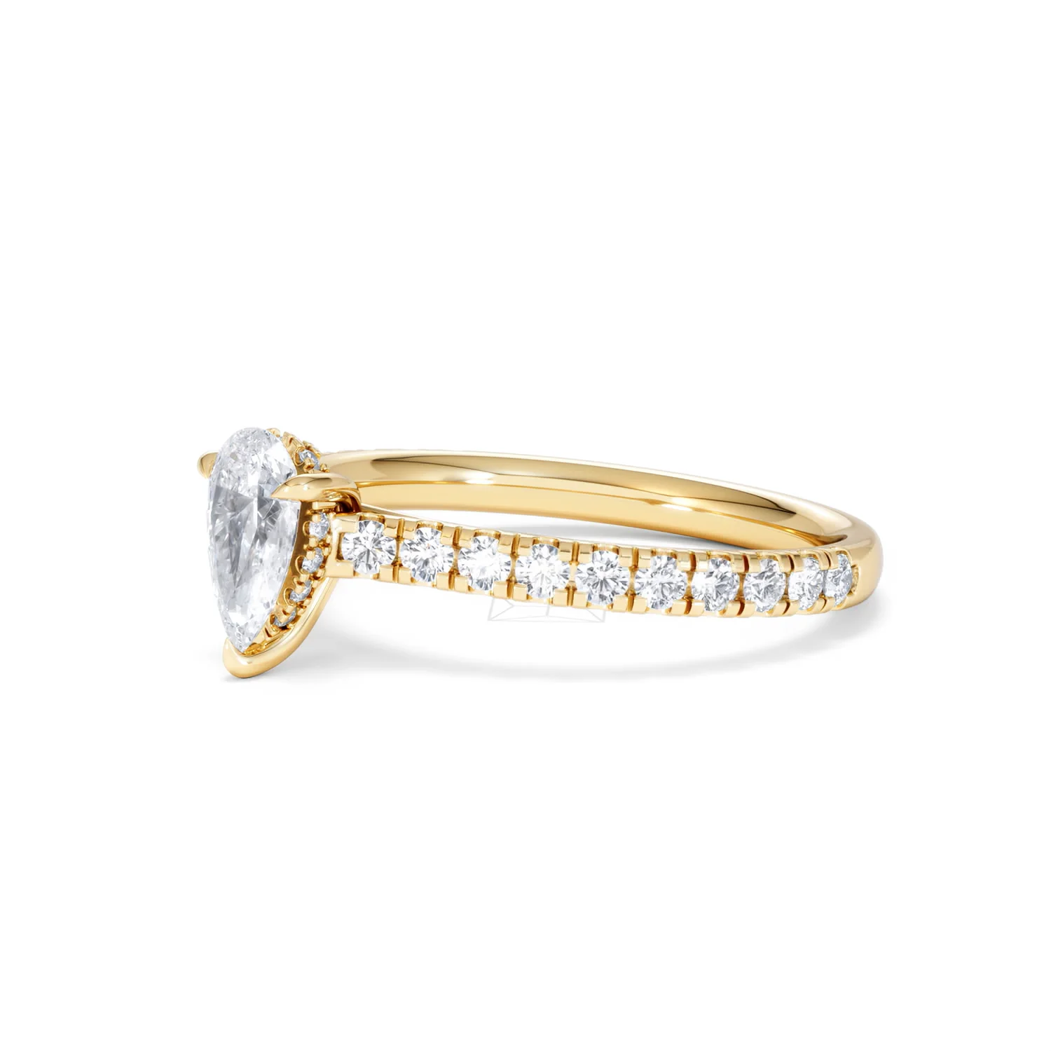 Amora Pear 0.97ct Hidden Halo Diamond Engagement Ring With Side Stones Set in 18K Gold - Image 77