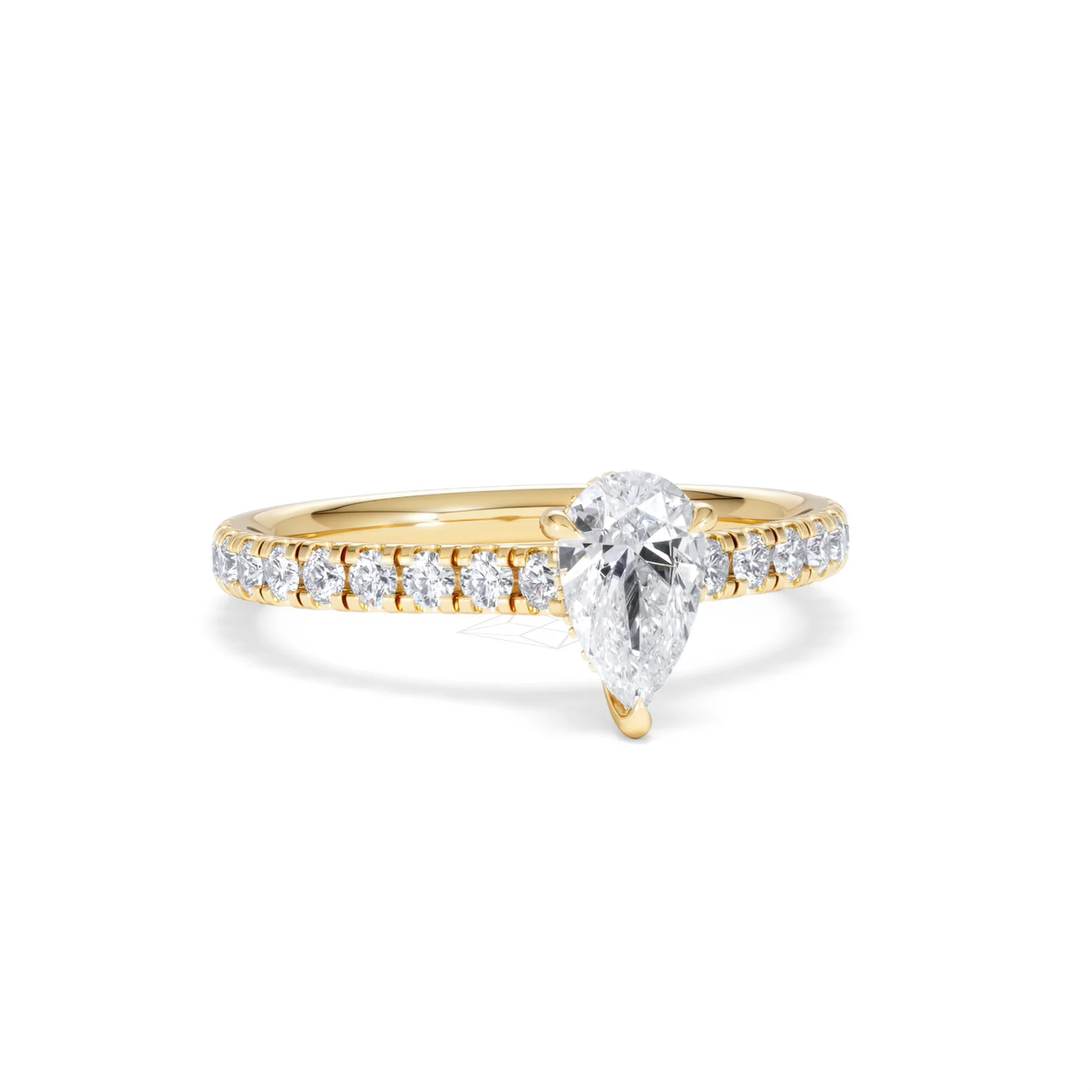 Amora Pear 0.97ct Hidden Halo Lab Diamond Engagement Ring With Side Stones Set in 18K Gold - Image 11
