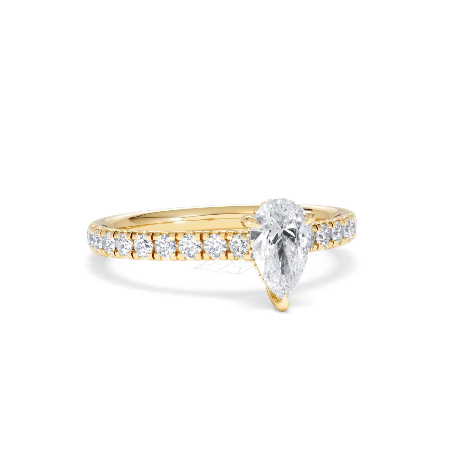 Amora Pear 0.97ct Hidden Halo Lab Diamond Engagement Ring With Side Stones Set in 18K Gold - Image 12