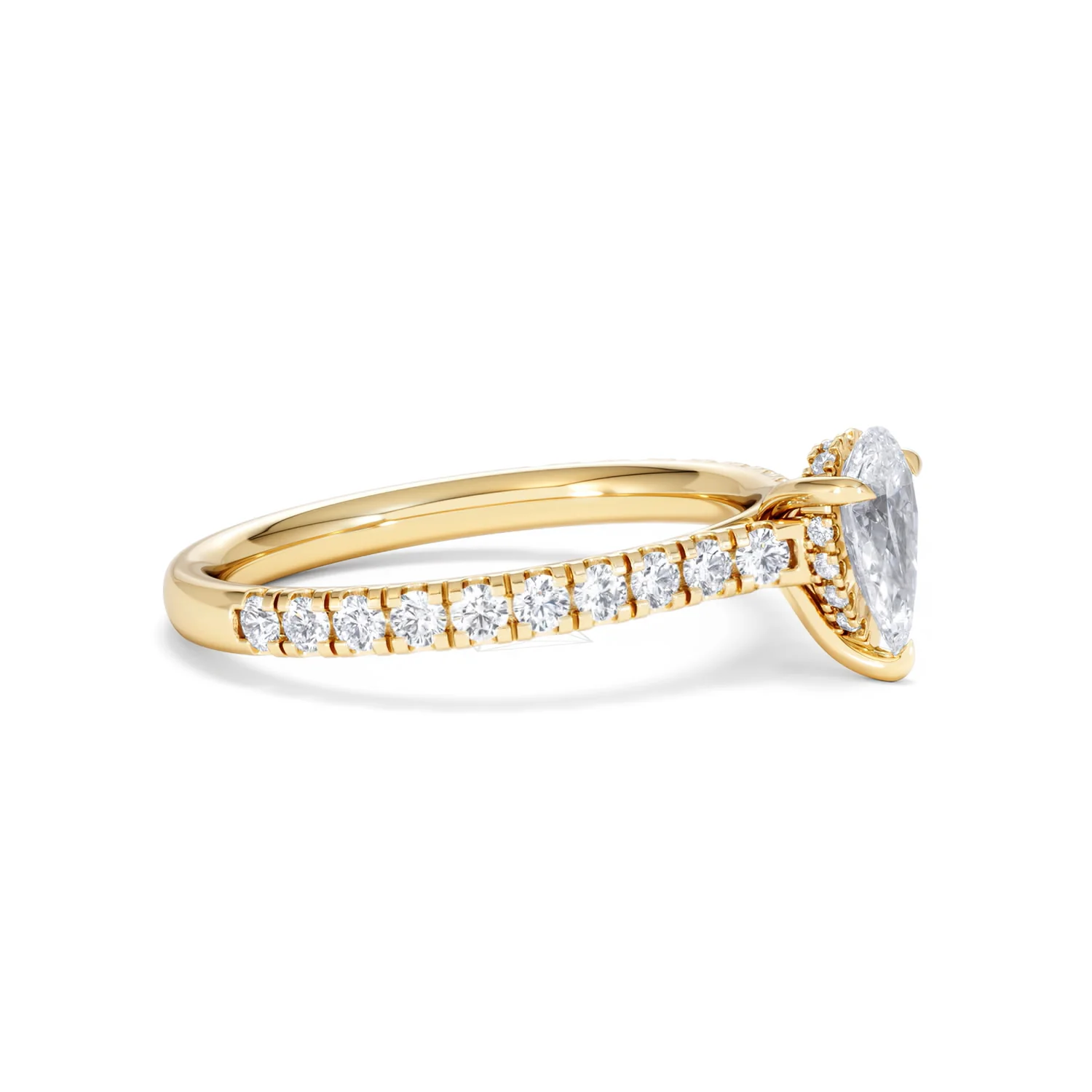 Amora Pear 0.97ct Hidden Halo Lab Diamond Engagement Ring With Side Stones Set in 18K Gold - Image 22
