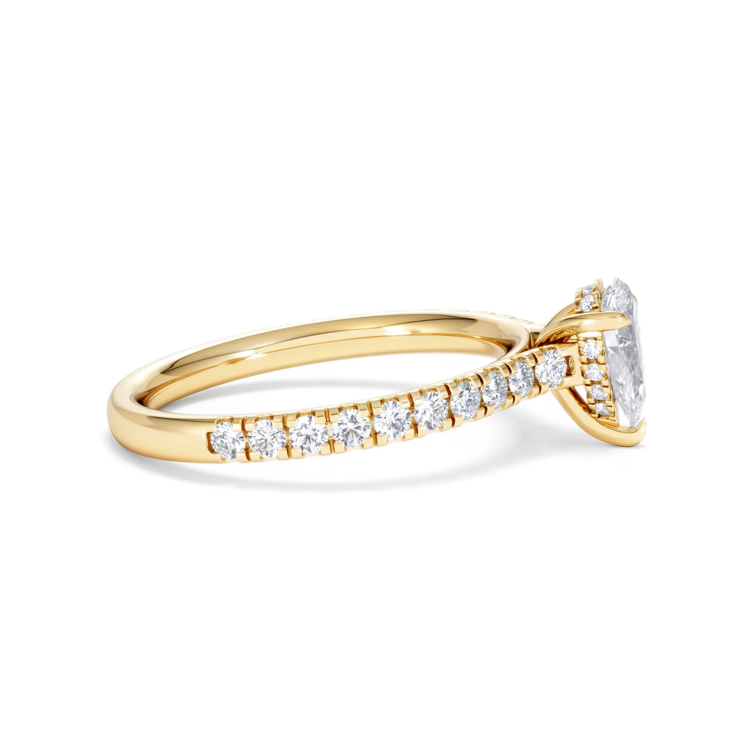 Amora Pear 0.97ct Hidden Halo Lab Diamond Engagement Ring With Side Stones Set in 18K Gold - Image 26