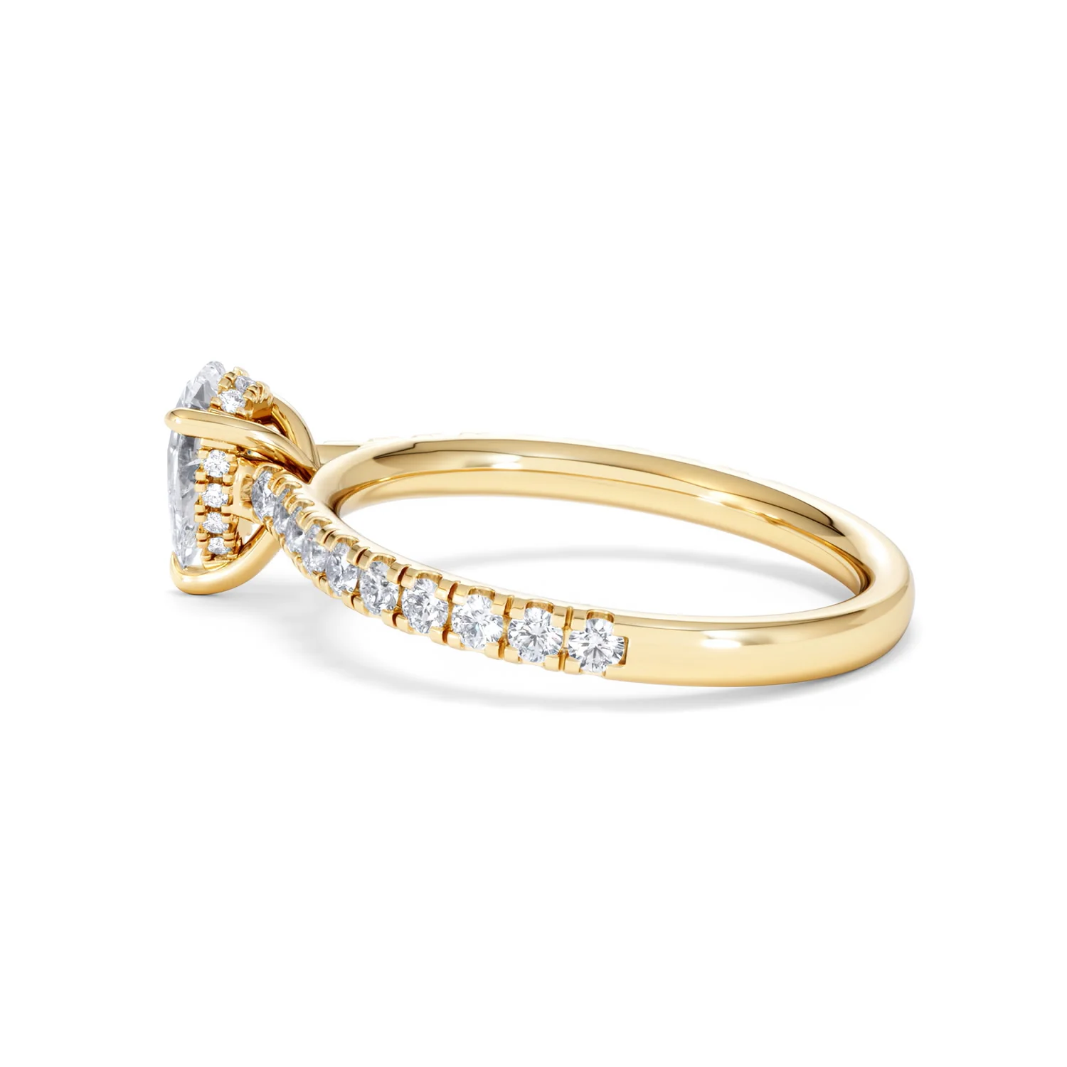Amora Pear 0.97ct Hidden Halo Lab Diamond Engagement Ring With Side Stones Set in 18K Gold - Image 64