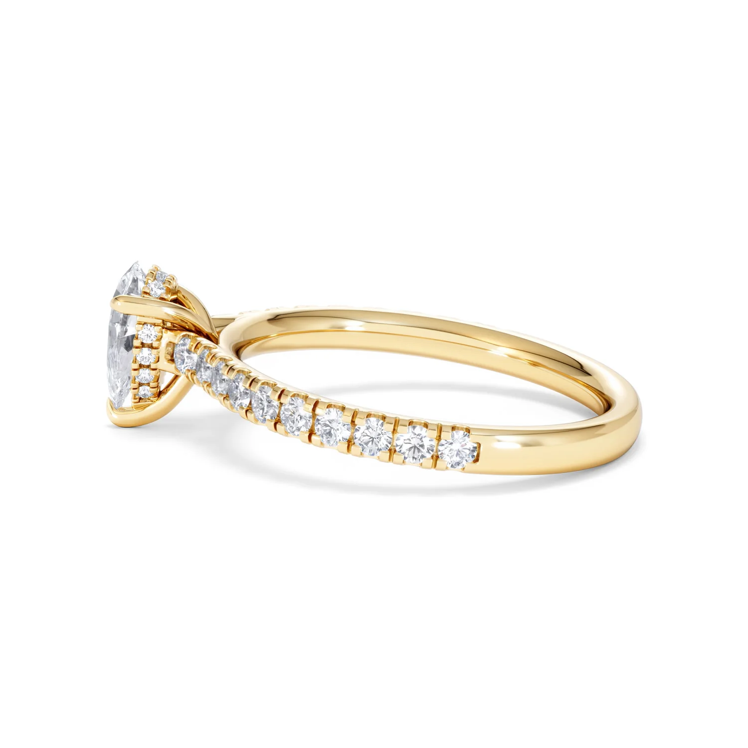 Amora Pear 0.97ct Hidden Halo Lab Diamond Engagement Ring With Side Stones Set in 18K Gold - Image 66