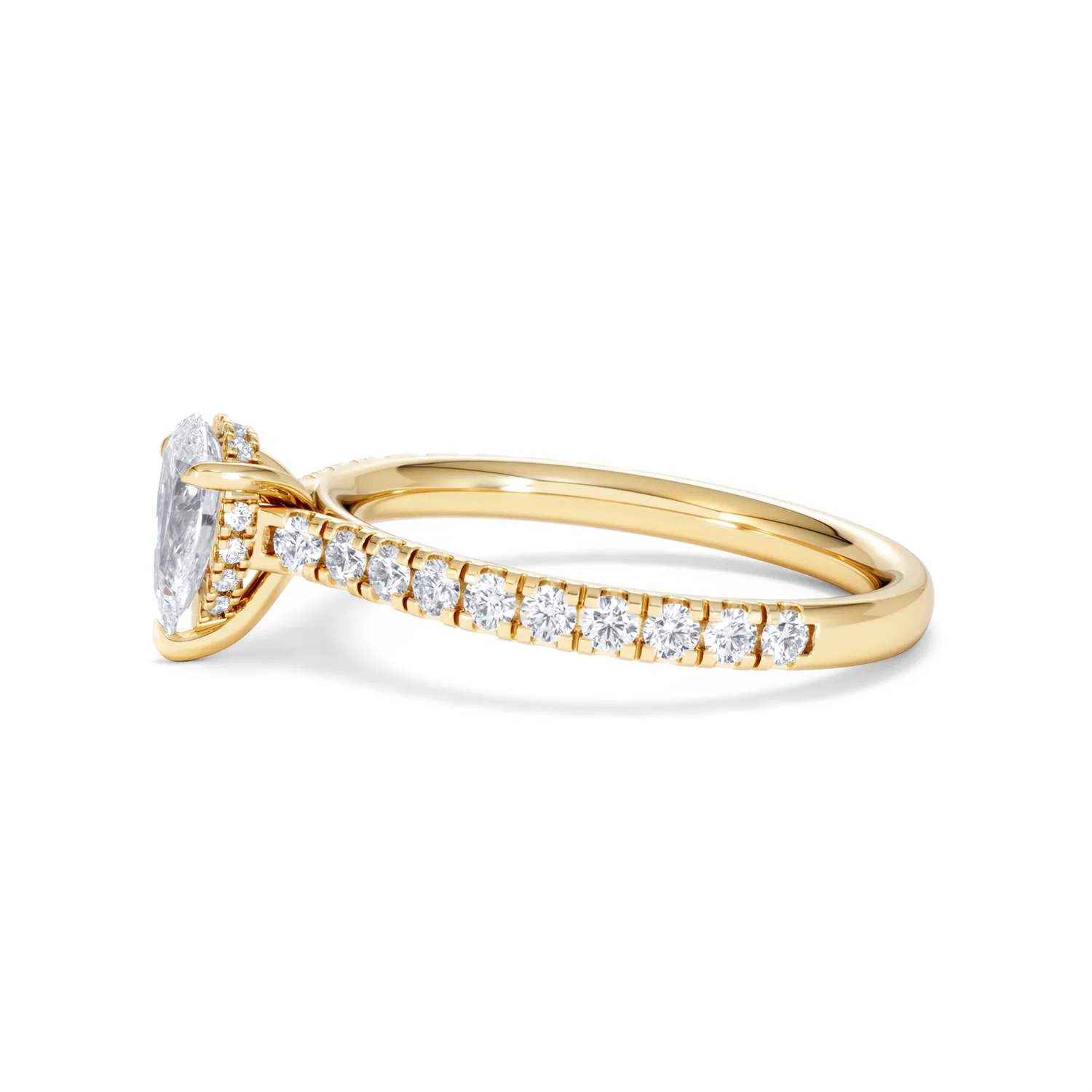 Amora Pear 0.97ct Hidden Halo Lab Diamond Engagement Ring With Side Stones Set in 18K Gold - Image 71