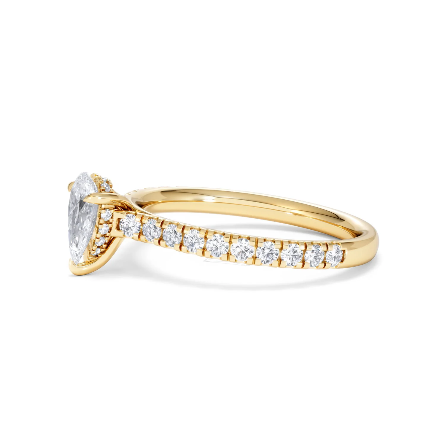 Amora Pear 0.97ct Hidden Halo Lab Diamond Engagement Ring With Side Stones Set in 18K Gold - Image 73