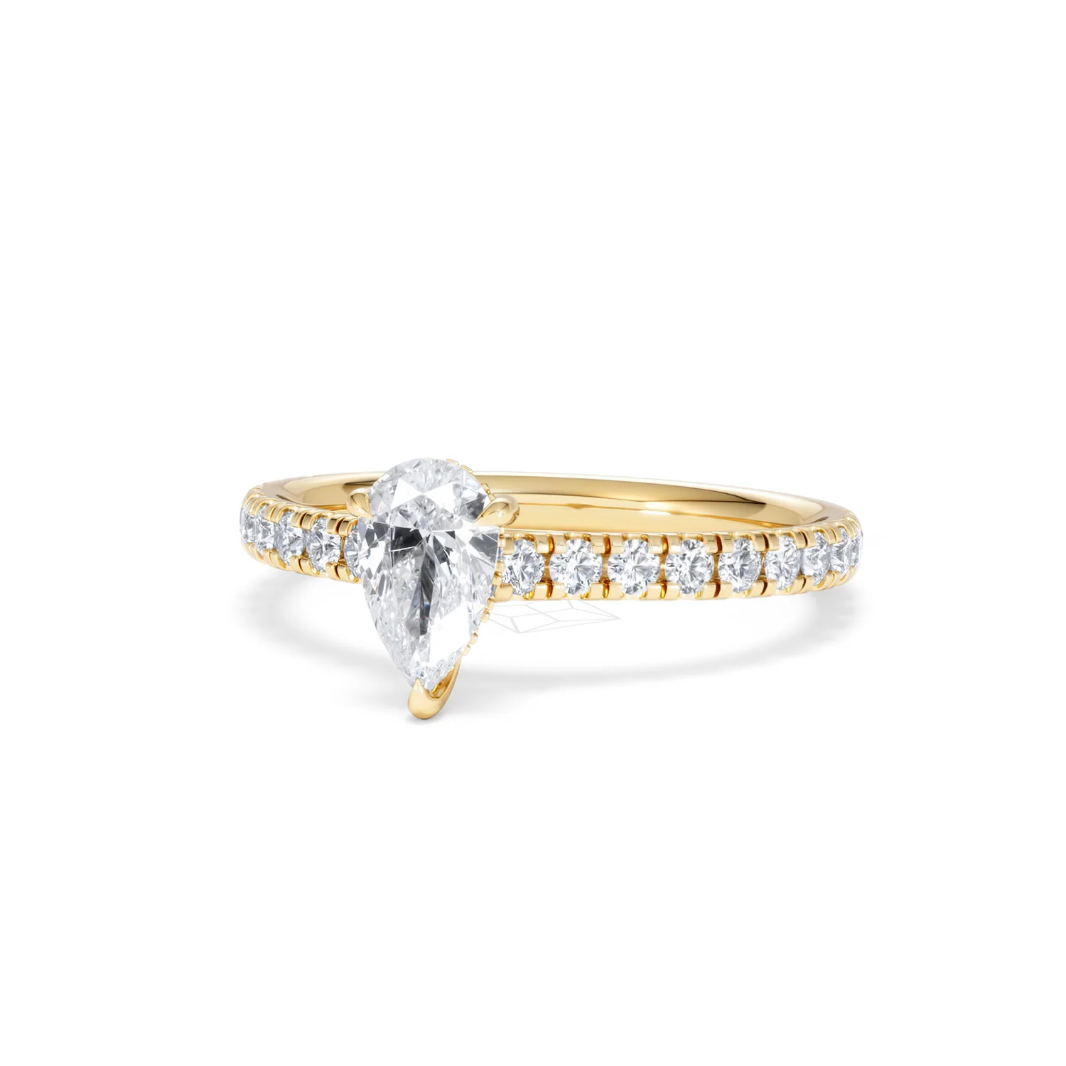 Amora Pear 0.97ct Hidden Halo Lab Diamond Engagement Ring With Side Stones Set in 18K Gold - Image 84