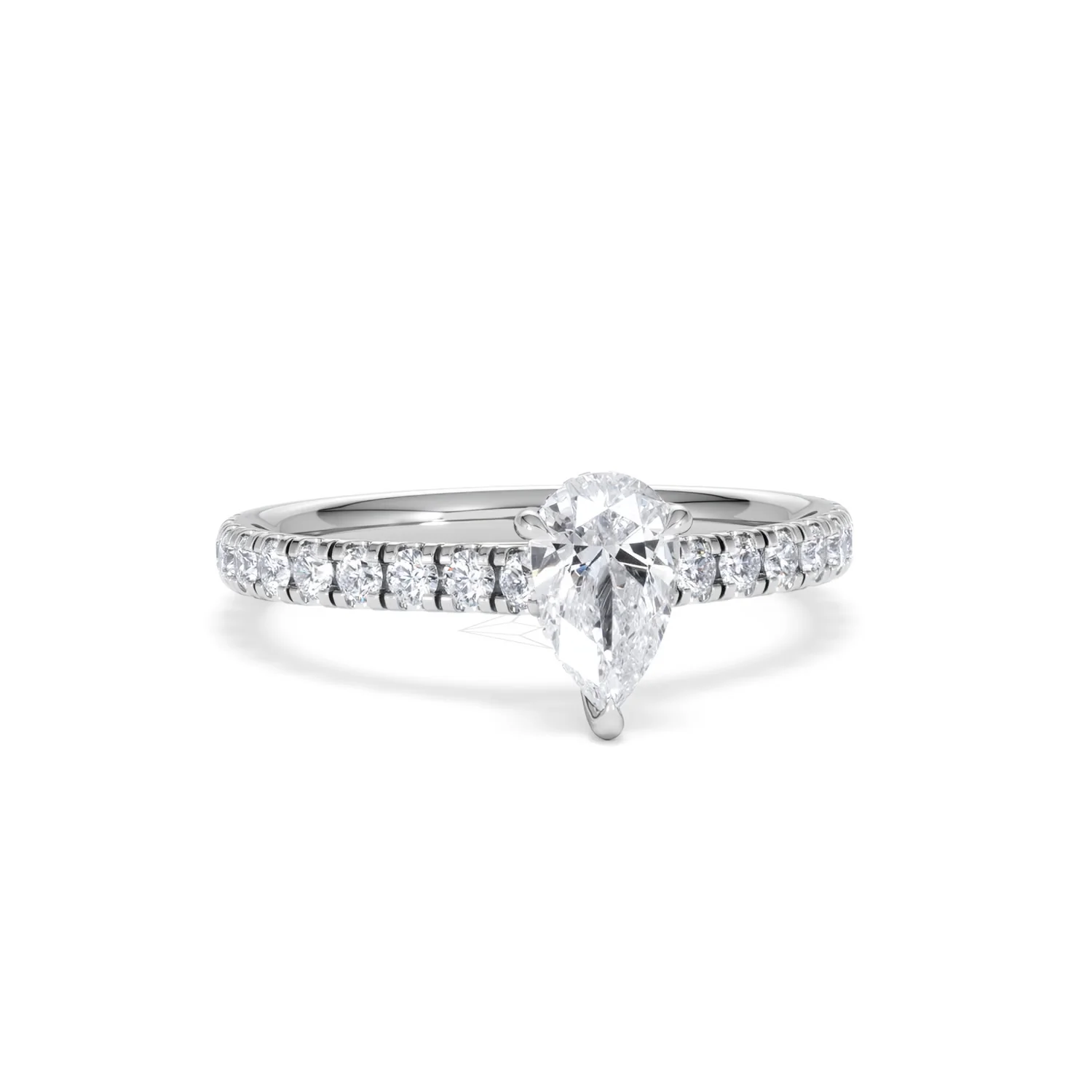 Amora Pear 0.97ct Hidden Halo Lab Diamond Engagement Ring With Side Stones Set in 18K Platinum - Image 10
