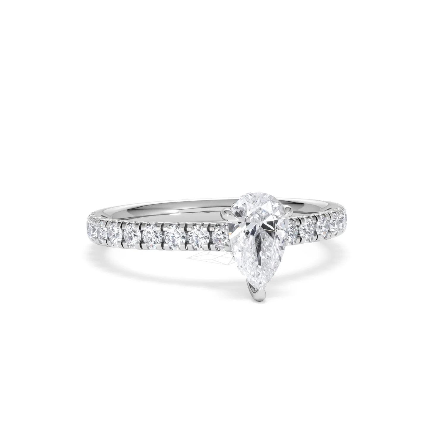 Amora Pear 0.97ct Hidden Halo Lab Diamond Engagement Ring With Side Stones Set in 18K Platinum - Image 11